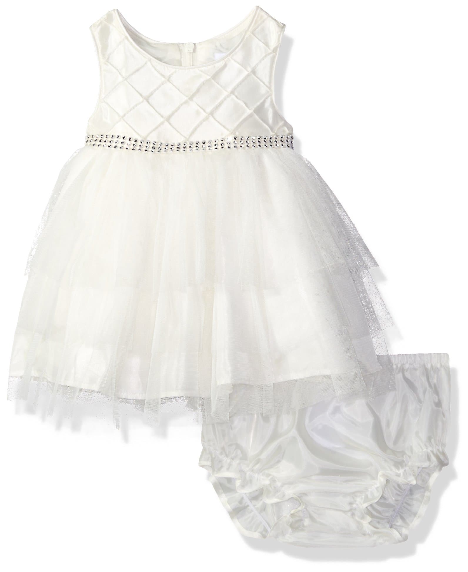 Baby Girls' Pintuck Diamond to Layered Tulle Dress