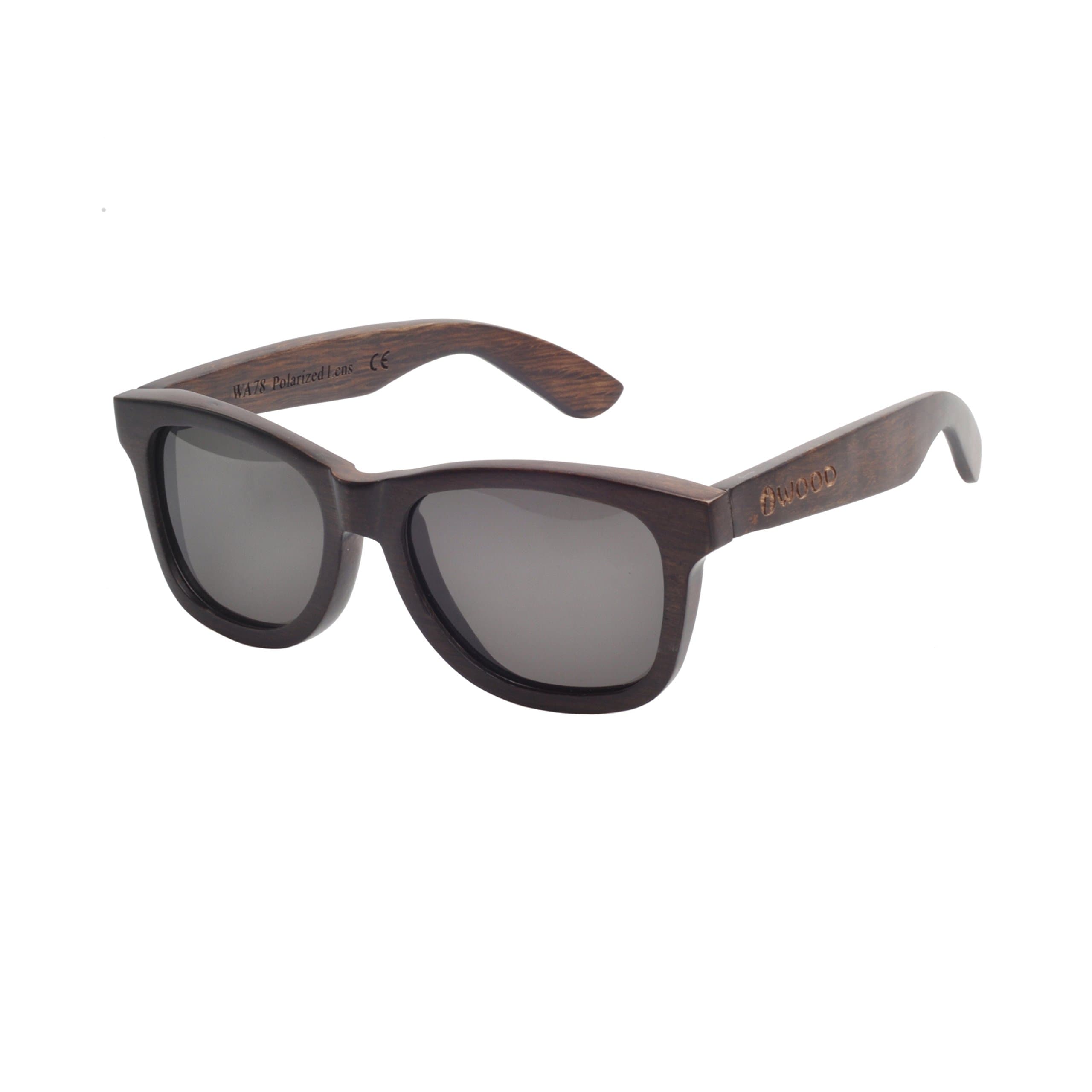 Iwood Du Wood Brown Painting Bamboo Sunglasses Polarized Black Lens