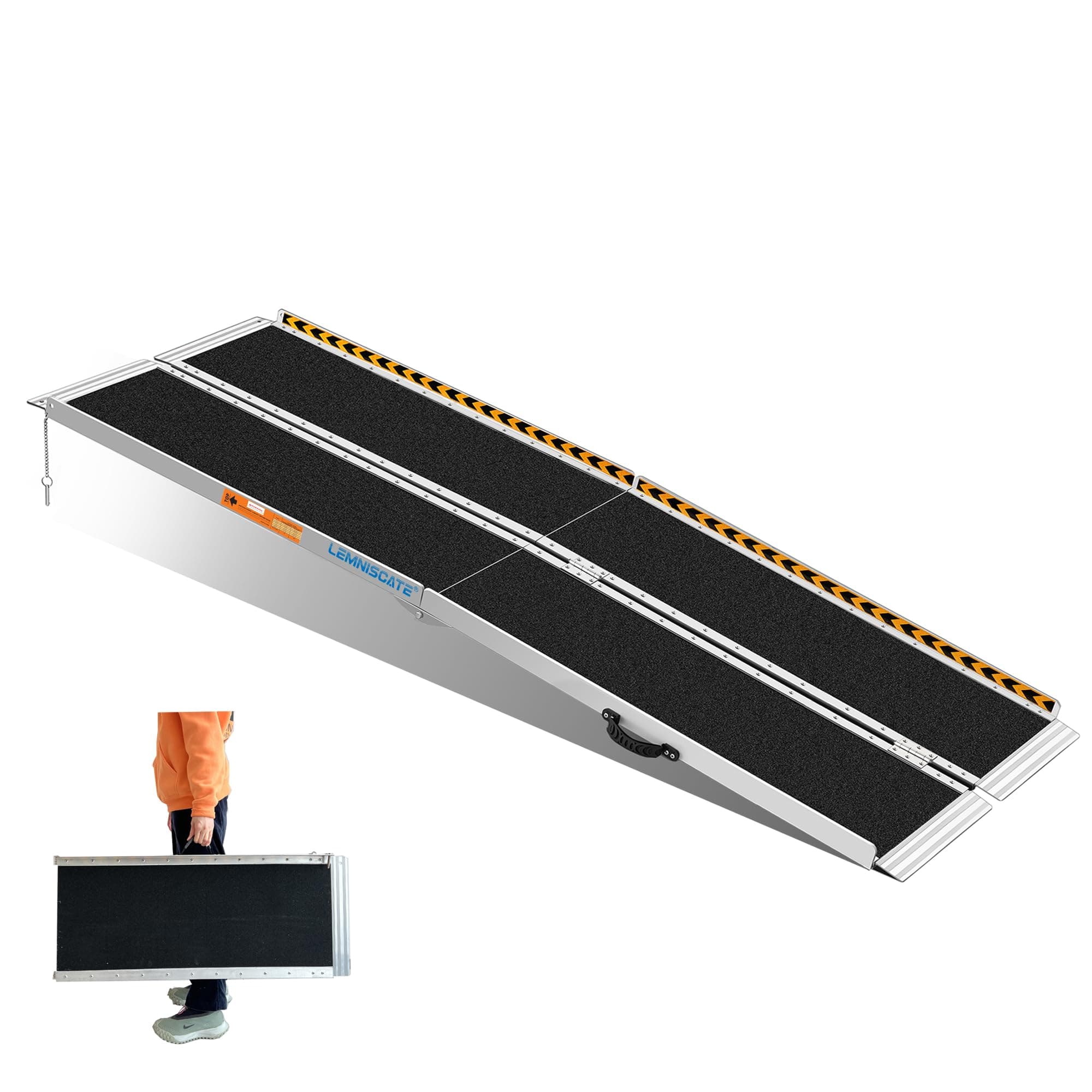 LEMNISCATE Portable Wheelchair Ramp, 7FT Ramps for Wheelchairs for Home, Non-Skid Threshold Ramp for Doorways,Curbs, Foldable Aluminum Wheelchair Ramp for Home Steps, 800 LBS Capacity,84" L x 29" W