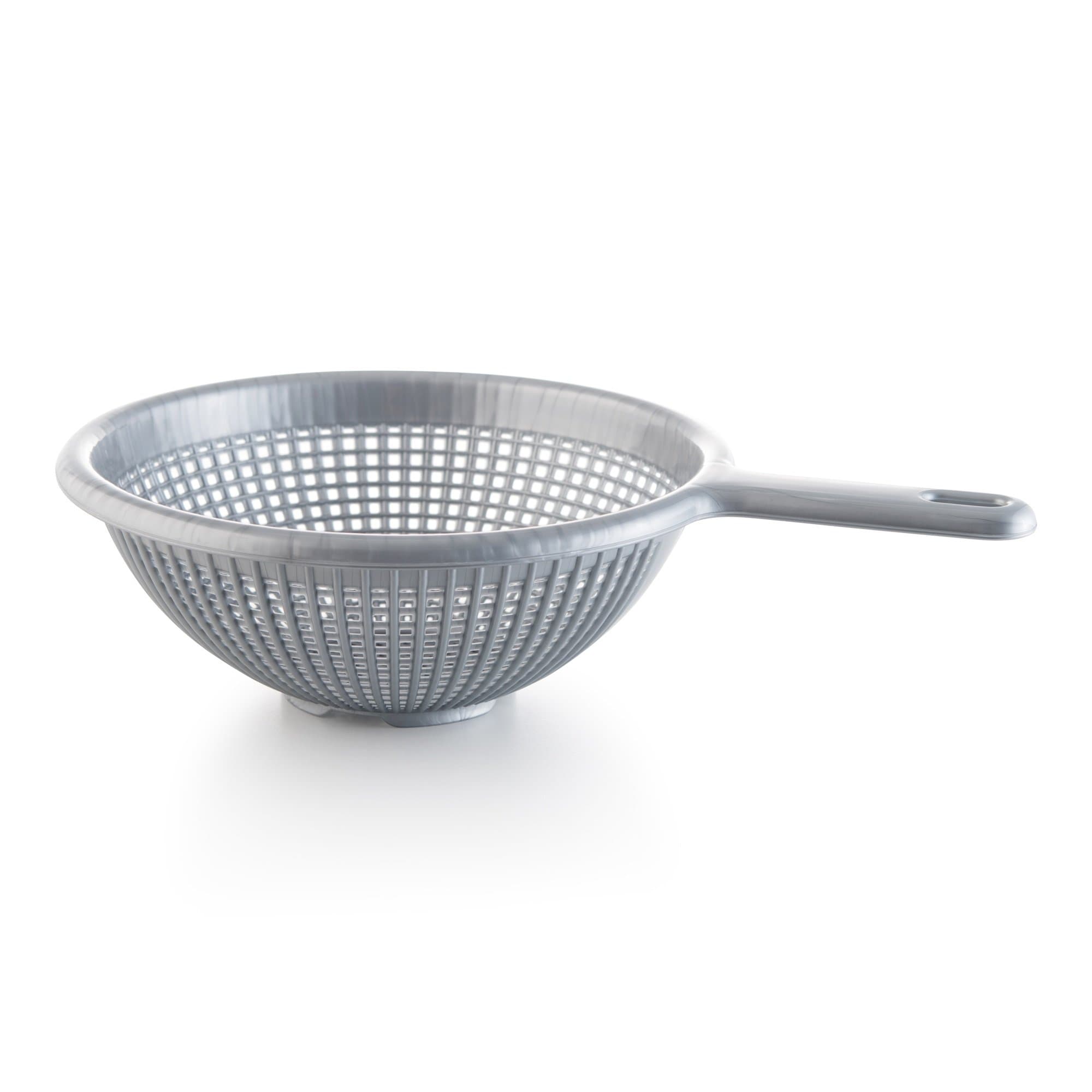 YBM HOME 8.5 Inch Deep Plastic Strainer Colander with Long Handle – Made of Food Safe BPA-Free Plastic - Durable and Dishwasher Safe - Use for Pasta, Noodles, Spaghetti, Vegetables and More (1, Gray)