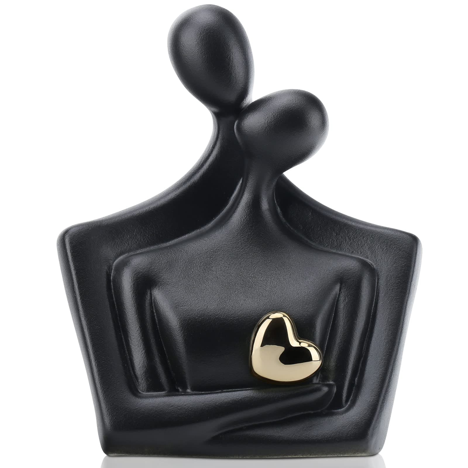 LCCCK Porcelain Romantic Couple Figurines Statue Black Aesthetic Decorations Hugging Couple Sculptures - Modern Ceramic Sculpture Home Accents for Living Room Bedroom Coffee Table, Desktop, Bookshelf