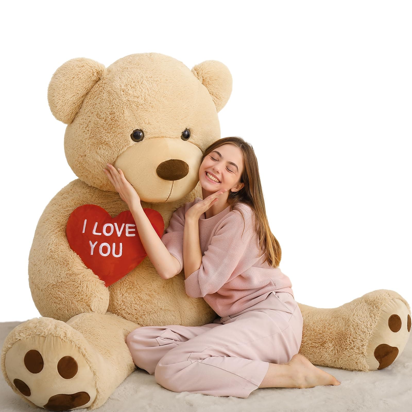 MaoGoLan Giant Teddy Bear 6 Feet- I Love You Red Heart Big Brown Teddy Bear Stuffed Animal - Huge Valentines Teddy Bear for Girlfriend,Boyfriend,Wife,Lover - Anniversary, Birthday