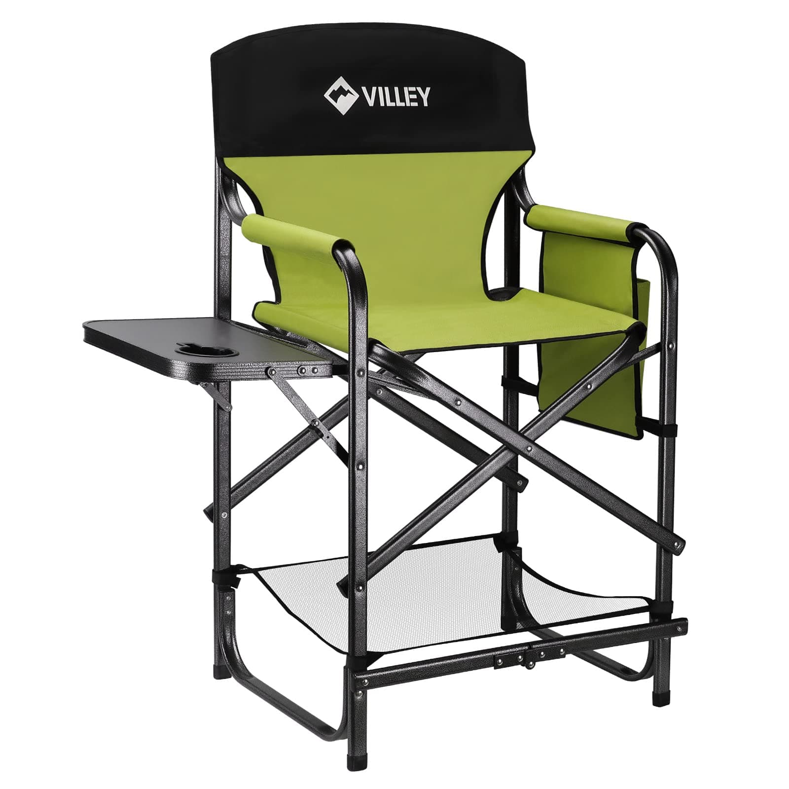 Tall Directors Chair, Folding Camping Chairs, Makeup Artist Chair with Foot Rest, 900D Fabric for Tailgating Camp Lawn Picnic Fishing Beach, Supports 350 LBS, Green