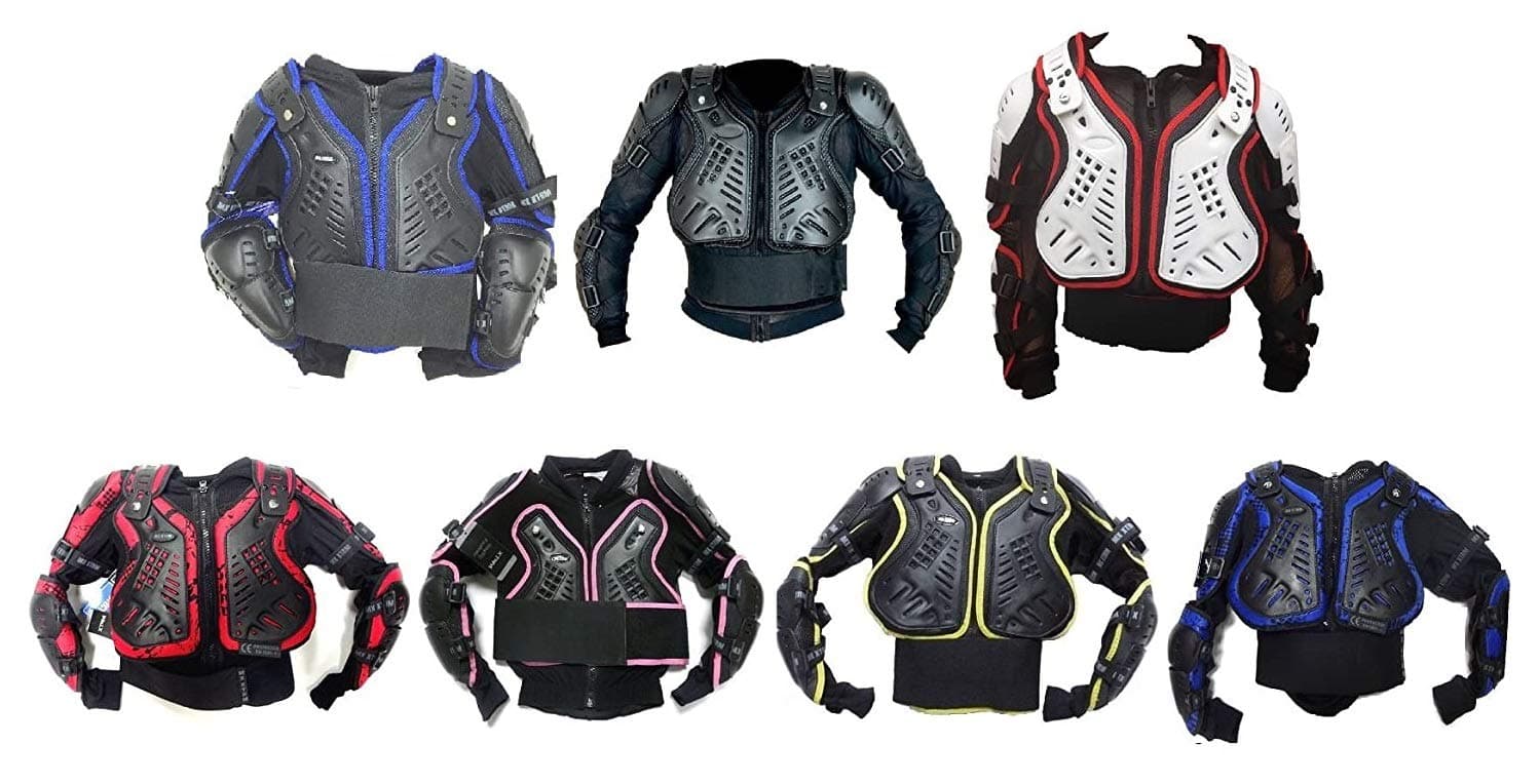 MOTORBIKE KIDS ARMOUR XTRM JUNIOR BODY ARMOR JACKET New Motocross Quad MX Off-Road MTB PIT Racing Chest Spine Elbow & Shoulder Professional ATV Sports - White/Red - S / 6 year