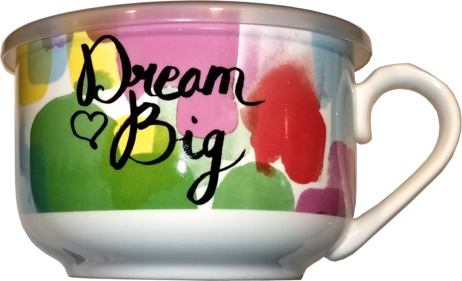 Microwaveme Fine Porcelain Microwave Bowl/Mug With Silicone Seal Lid 5 Inch, Dream Big