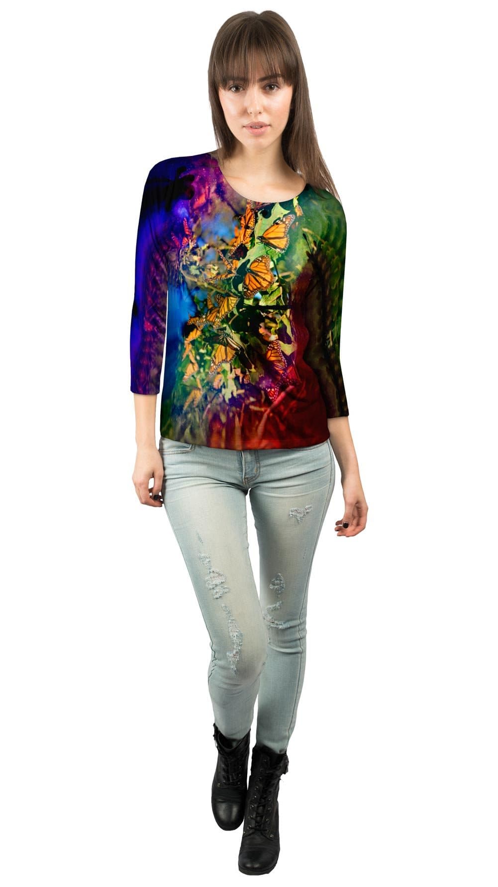 Yizzam- Tiedye Butterflies -New Ladies Womens 3/4 Sleeve