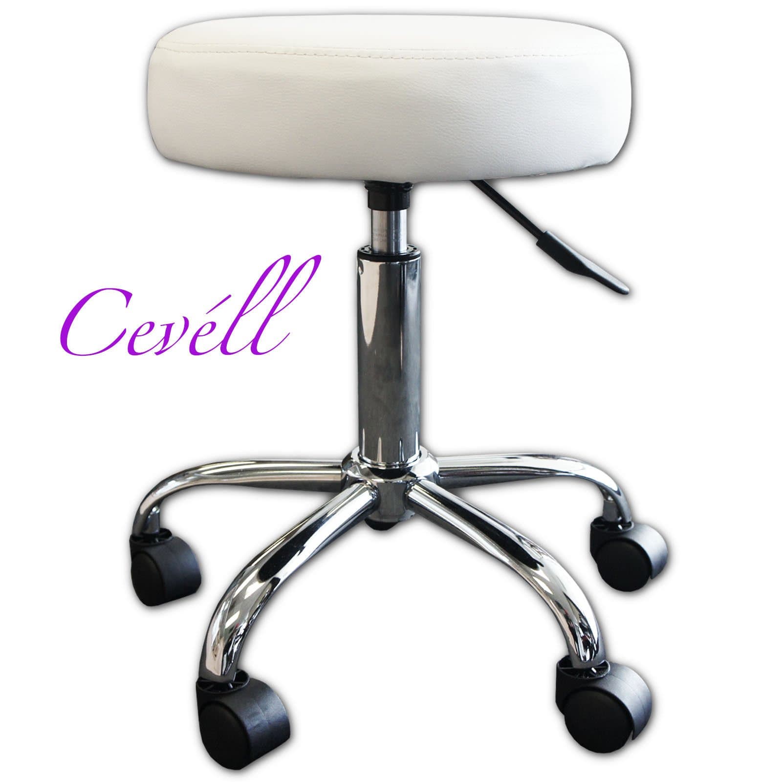 White Adjustable Hydraulic Stool Seat Studio Salon Dental Doctor Chair Chrome Wheels