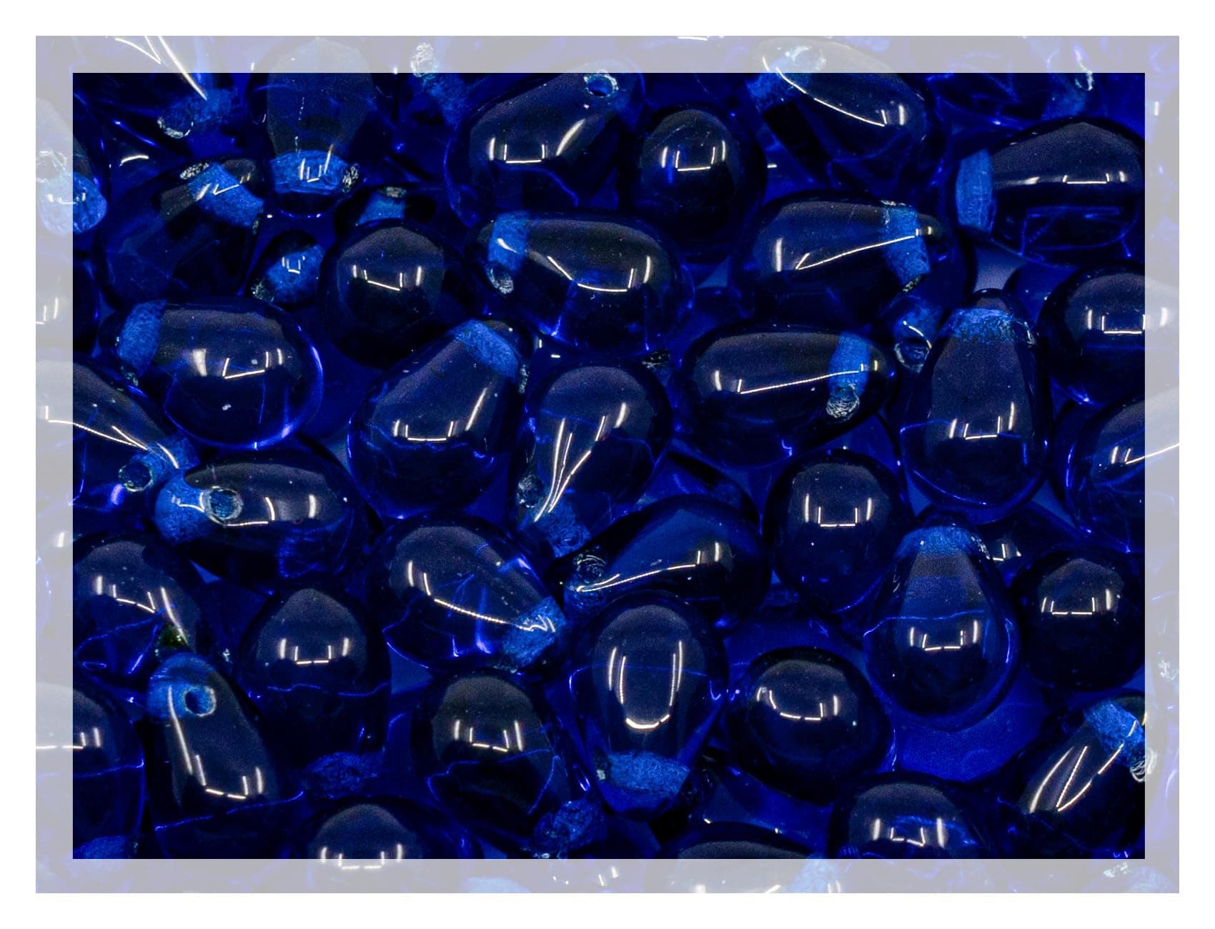Czech 50-Piece Glass Beads, 6x9mm, Teardrop Transparent Dark Blue