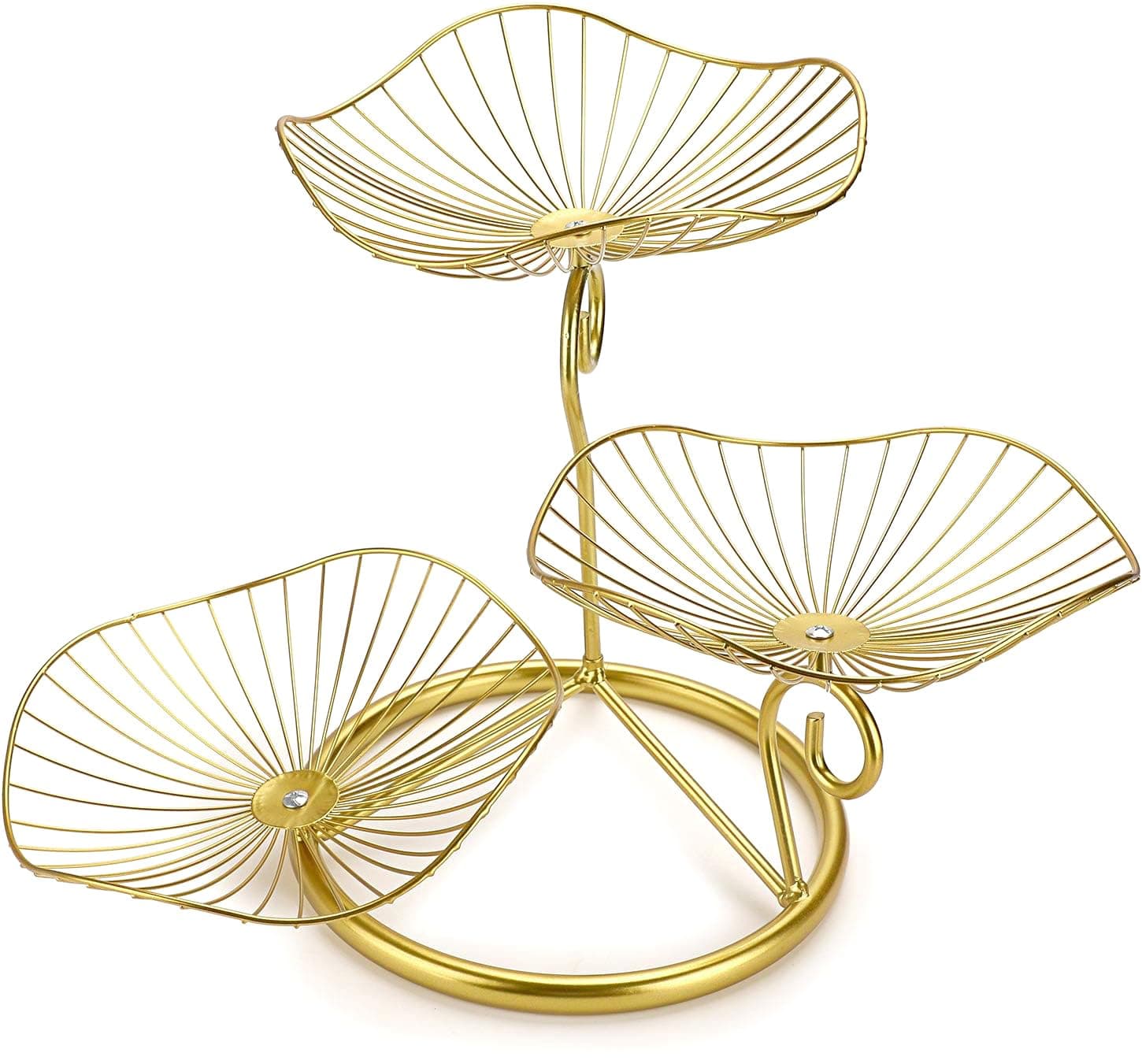 OwnMy 3-Tier Fruit Basket Stand Decorative Iron Fruit Bowl, Metal Wire Fruit Holder Storage Trays Table Countertop Holder for Vegetables Bread Snack, Modern Fruit Bowls for Kitchen Home Use