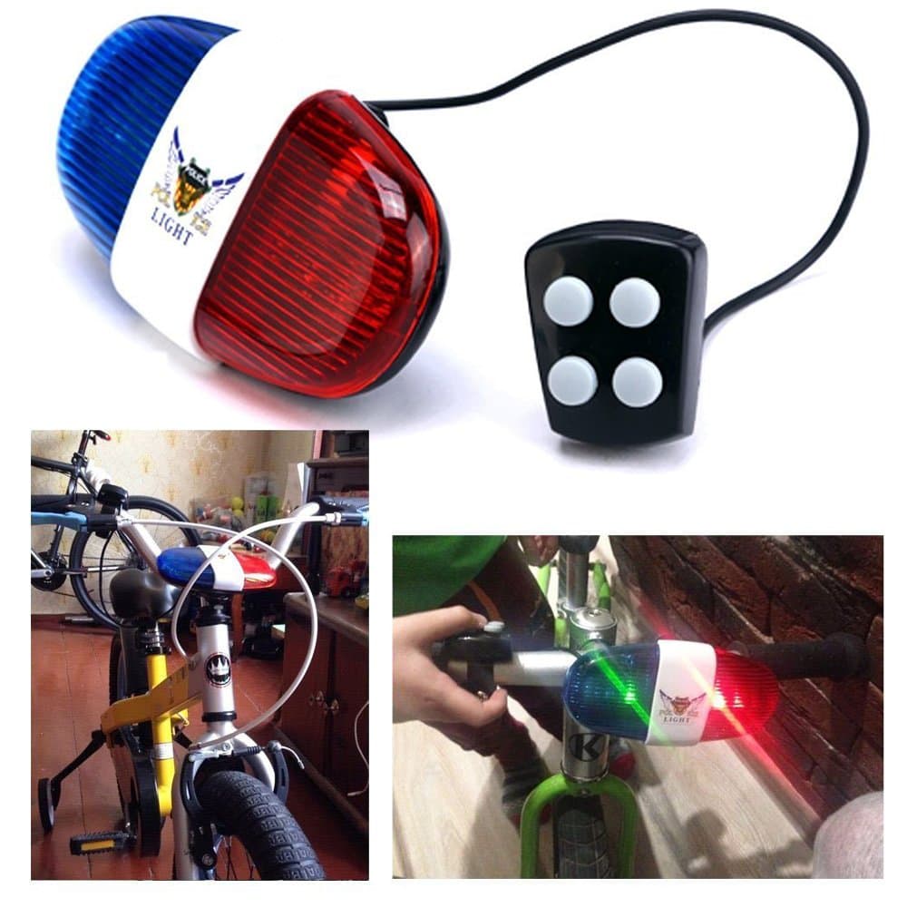 Bike LED Light Cycling Bike Electric Horn 4 Sounds 6 LED Cycling Police Siren Electric Lights Bike Equipment Accessories