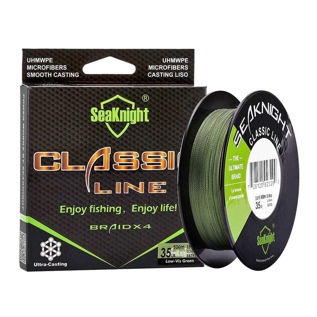 SeaKnight Classic 4 Strands Braided Fishing Line 300M/500M Braided Line Thinner,Stronger and Smoother Fishing Line 6-80 Lbs