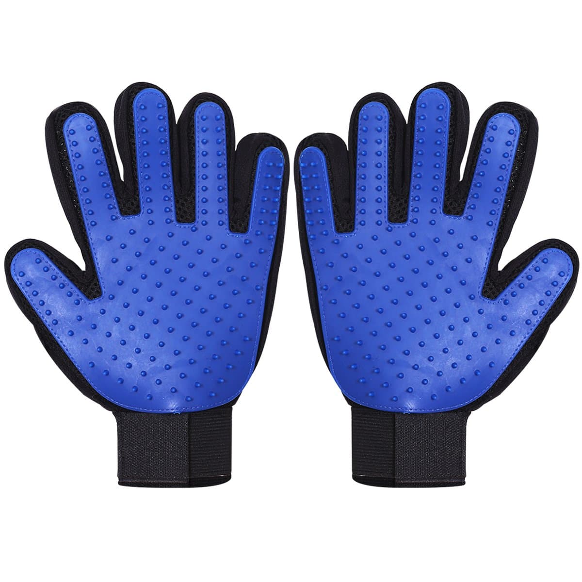 TeleShower Pet Grooming Glove Pet Hair Removal Mitt Brushing Glove Pet Deshedding Glove Pet Massage Tool, Perfect for Dogs & Cats with Long & Short Fur (2-Pack, Left + Right Hand, Blue)