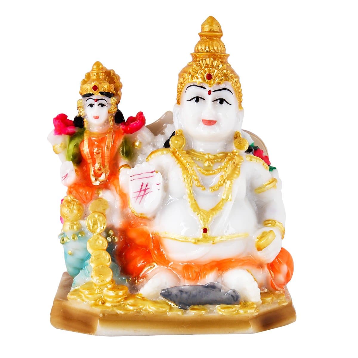 Divine Gifts God Kuber Maa Laxmi Idol, 4.50 Inch, Multicolour, 1 Piece