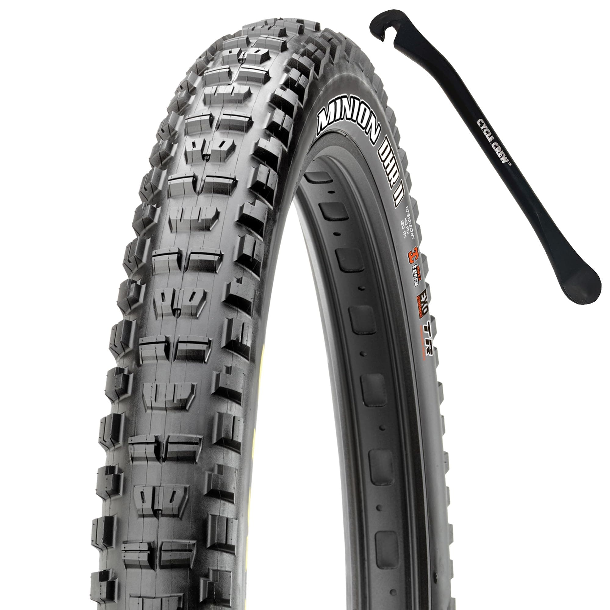 MAXXIS Minion DHF or DHR II 24" 26" 27.5" & 29" Mountain Bike Tire Bundle with Cycle Crew Tire Lever