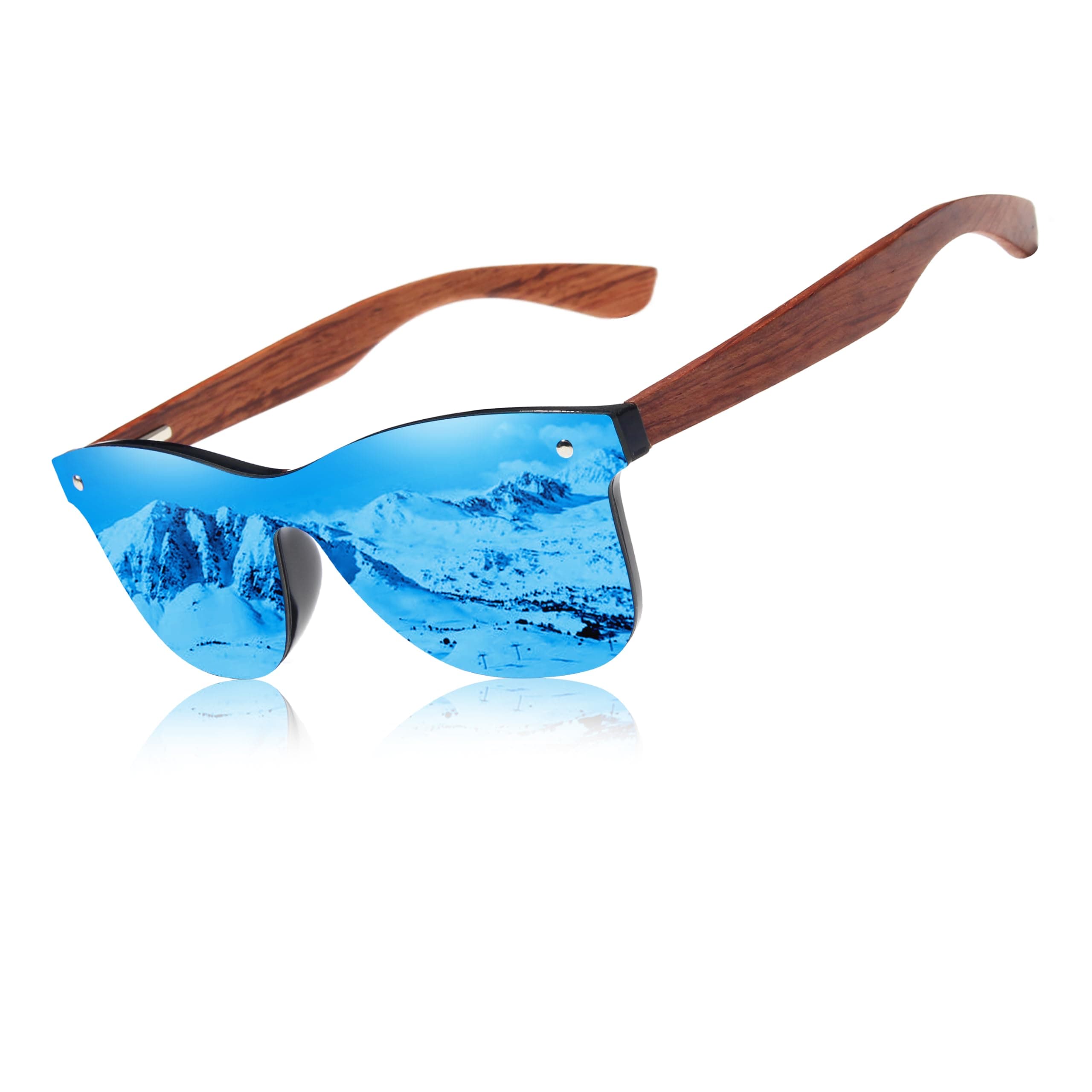 Wooden Sunglasses Polarized UV 400 Protection Mirrored Lenses Ultra Light Bubinga Frame B-5504