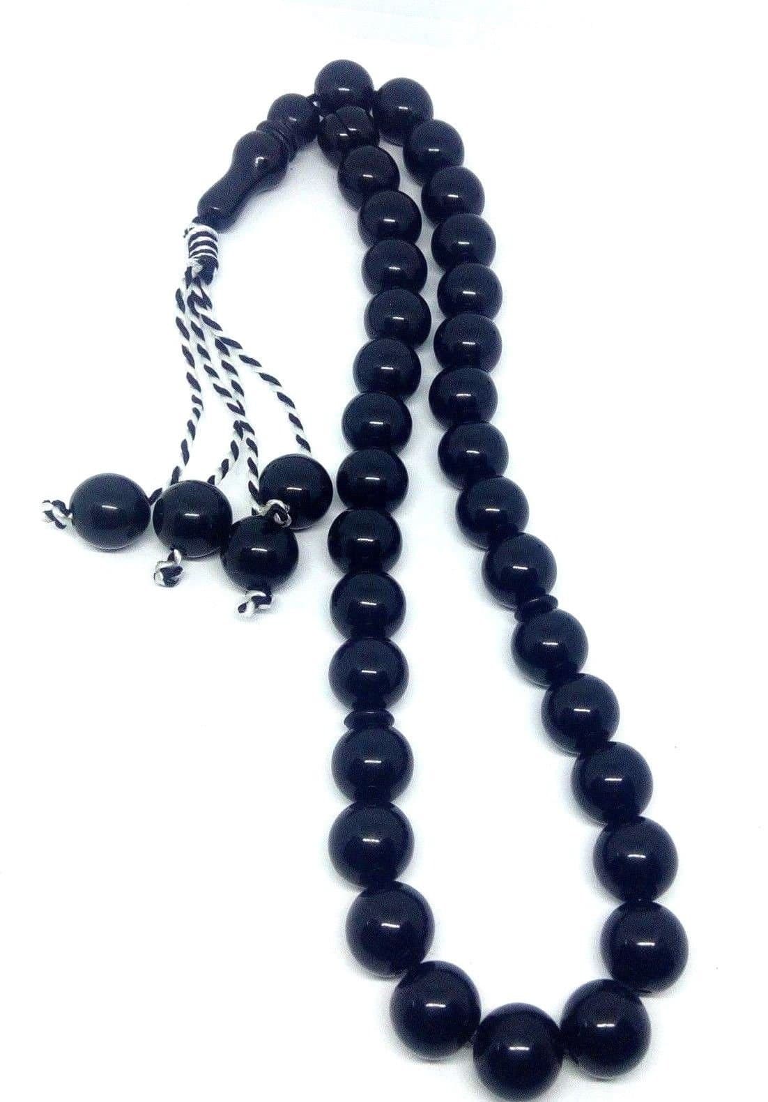 cuteeco Muslim Tasbih Black Plastic Tasbih from Alloy plastic-13mm Prayer Beads Rosary 50 Grams