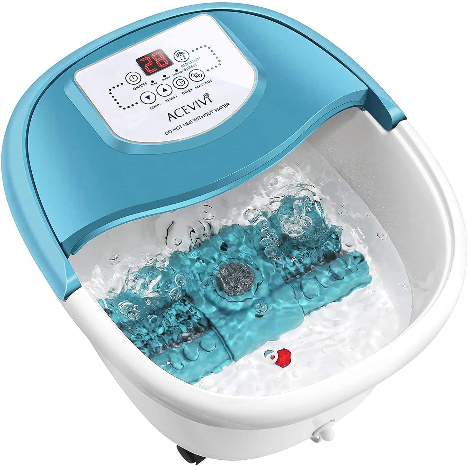 Foot Spa Bath Massager with Heat and Bubble Jets Electric Shiastu Massage Rollers Motorized Maize Massage Rollers Pedicure Stone Mani/Pedi Soak Tub Home Bucket Heating Foot Detox Deep Machine