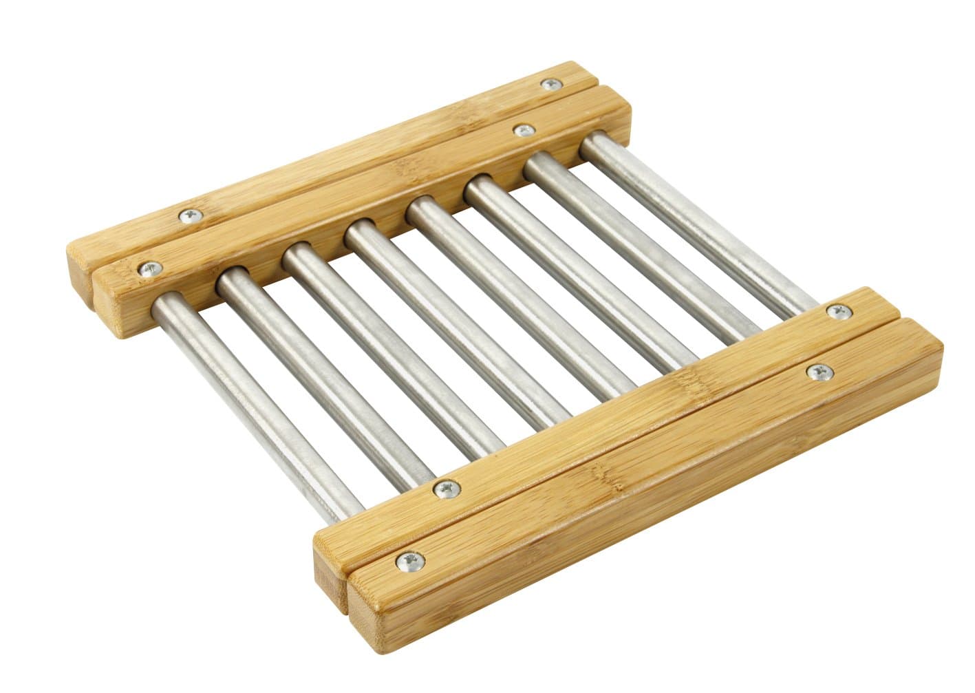 Ambiance Nature - 510764 - Expandable Trivet - Bamboo and Stainless Steel