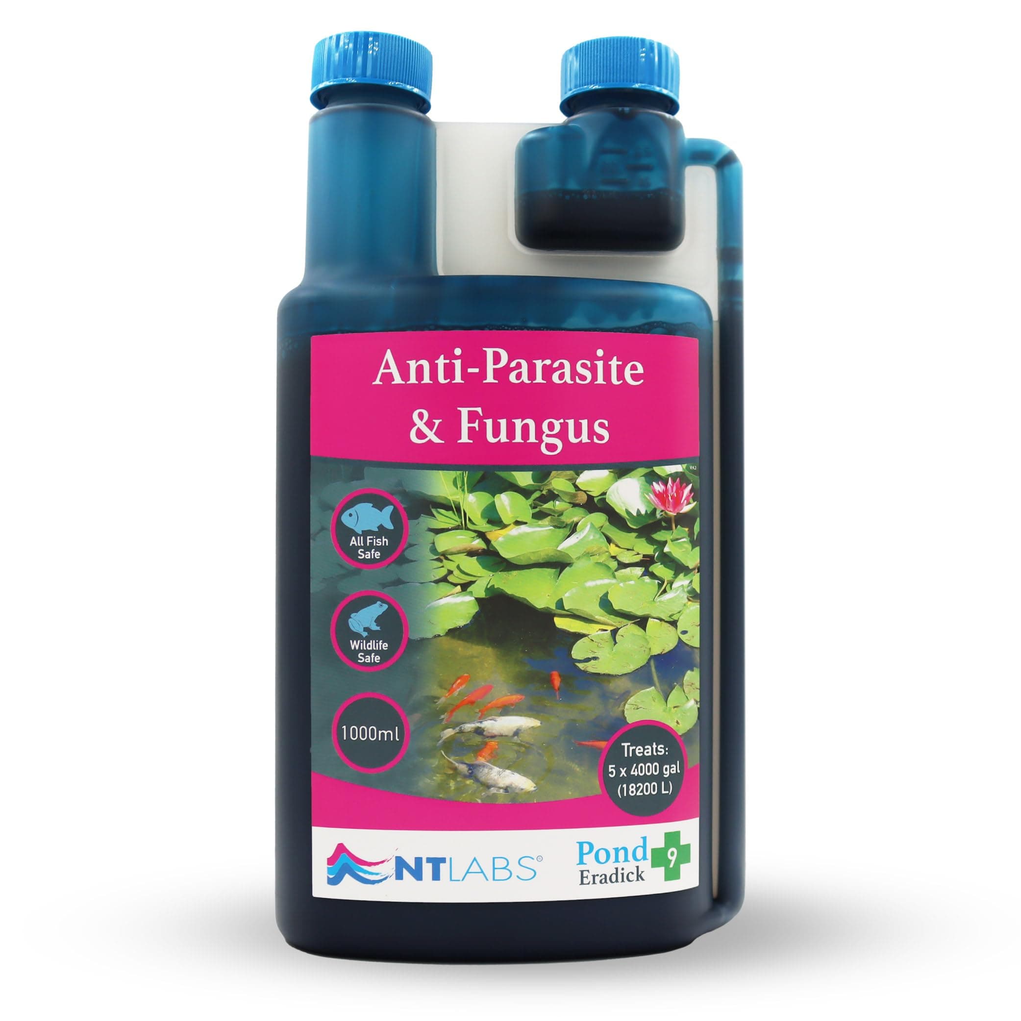 NT Labs Pond Eradick, Pond Fish Medicine, Anti-Parasite & Fungus, Parasite Treatment for Pond Fish, Treatment for Fungal Infections (1 Litre)