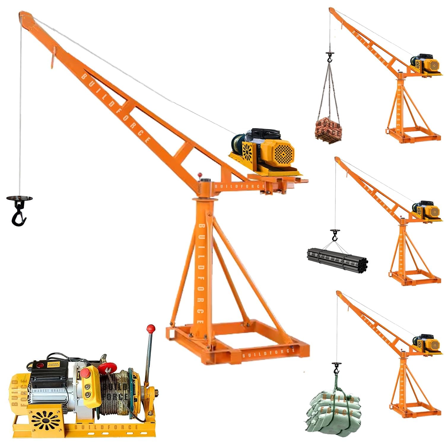 Electric Mini Lifting Crane with 4HP Electric Motor |8mm Wire Thickness | 50 Meter Length of the Wire and 53kg Frame | Mini Crane Scale 500kg