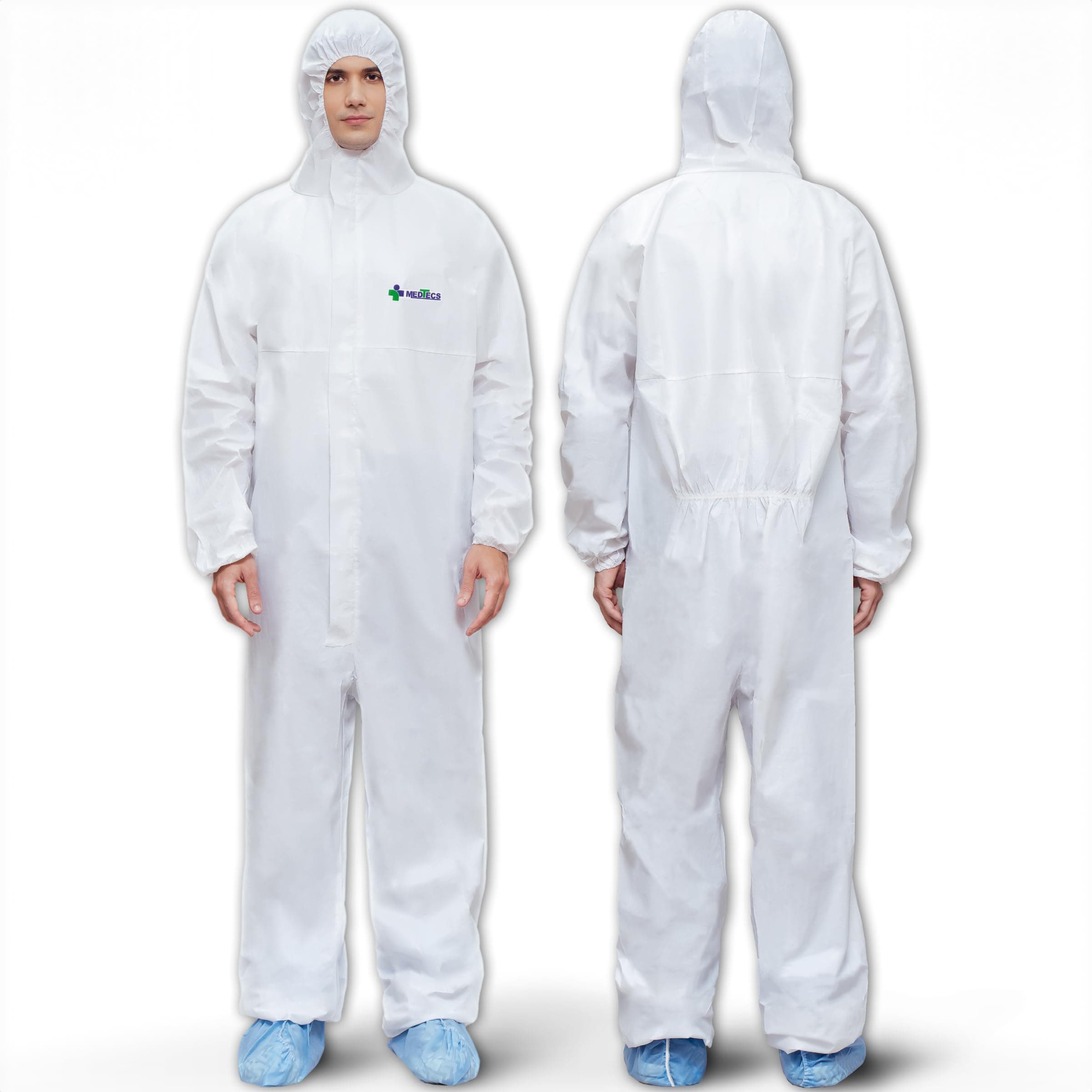 Medtecs Hazmat Suits - 6 Sizes Options Disposable Coveralls Suit, Medical Protective Coverall PPE Hazmat Suits