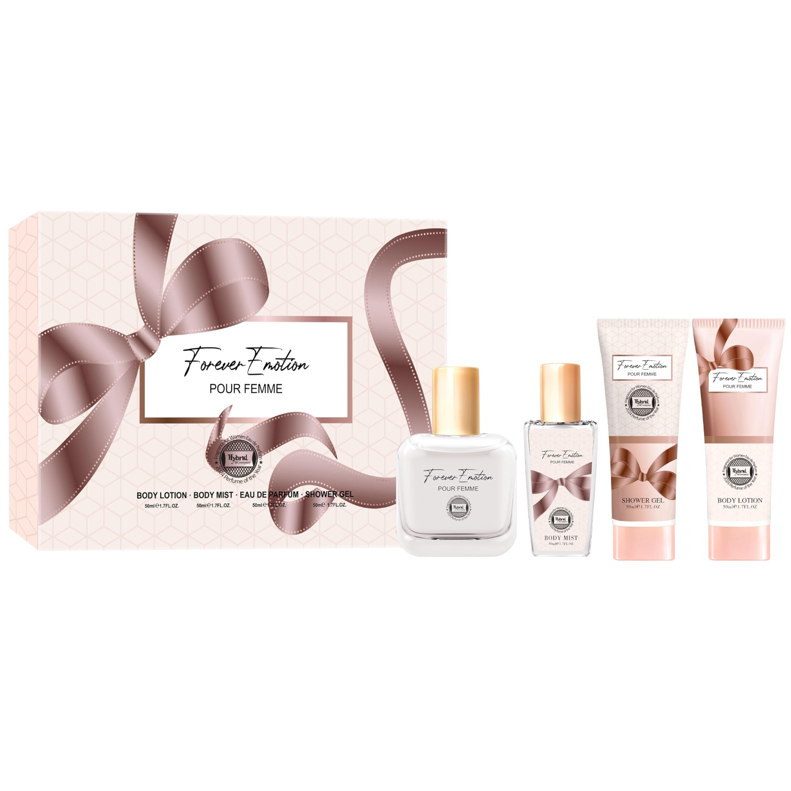 Hybrid & Company Forever Emotion 4-Piece Gift Set for Women, 50ml Perfume, Body Lotion, Mist, Shower Gel