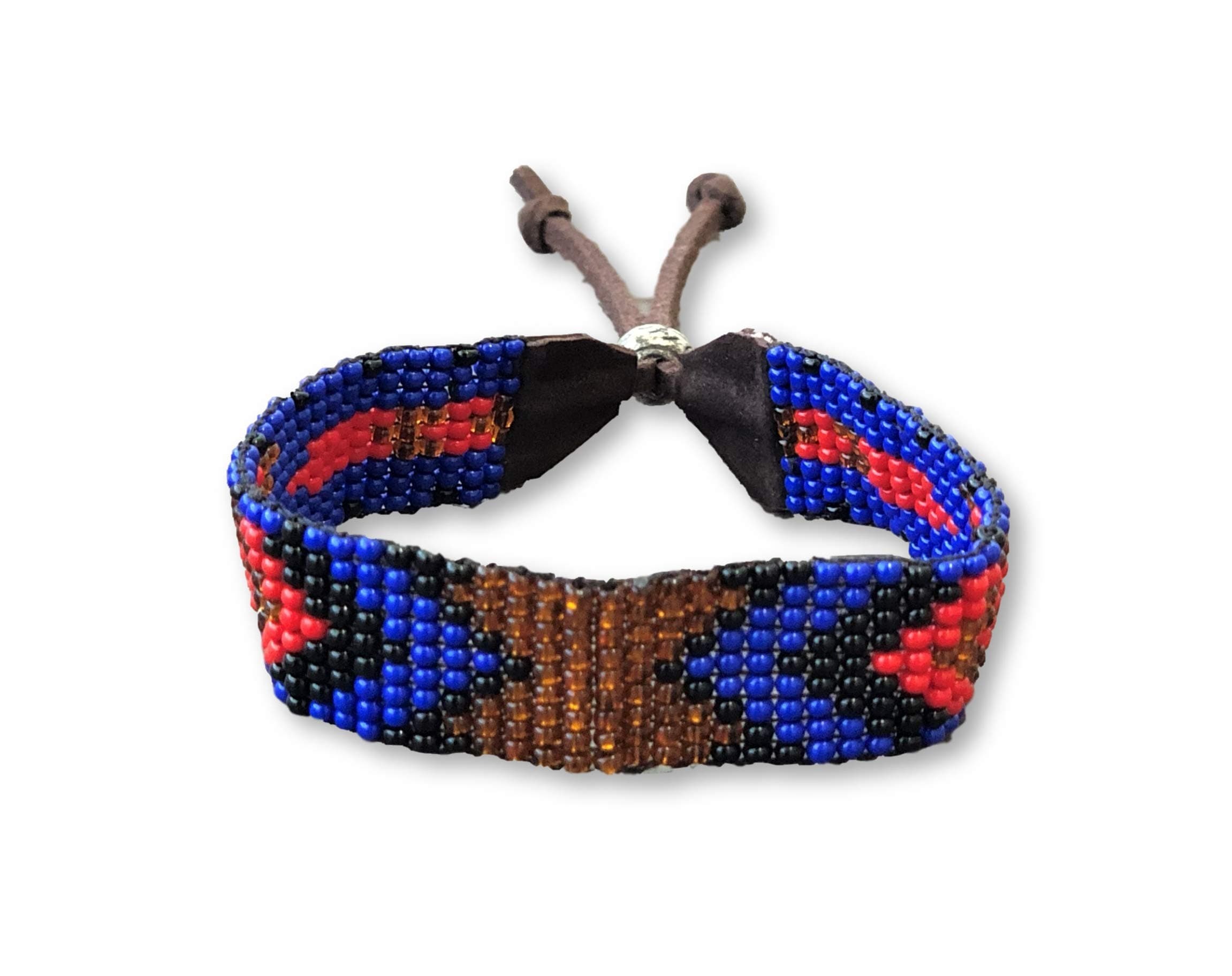 Mayan ArtsHandmade Bracelet, Stacking Bracelets, Beaded, Blue, Black, Gold, and Red, Multi color, Men, Women Leather, Shabby Chic, Boho Look, Casual,