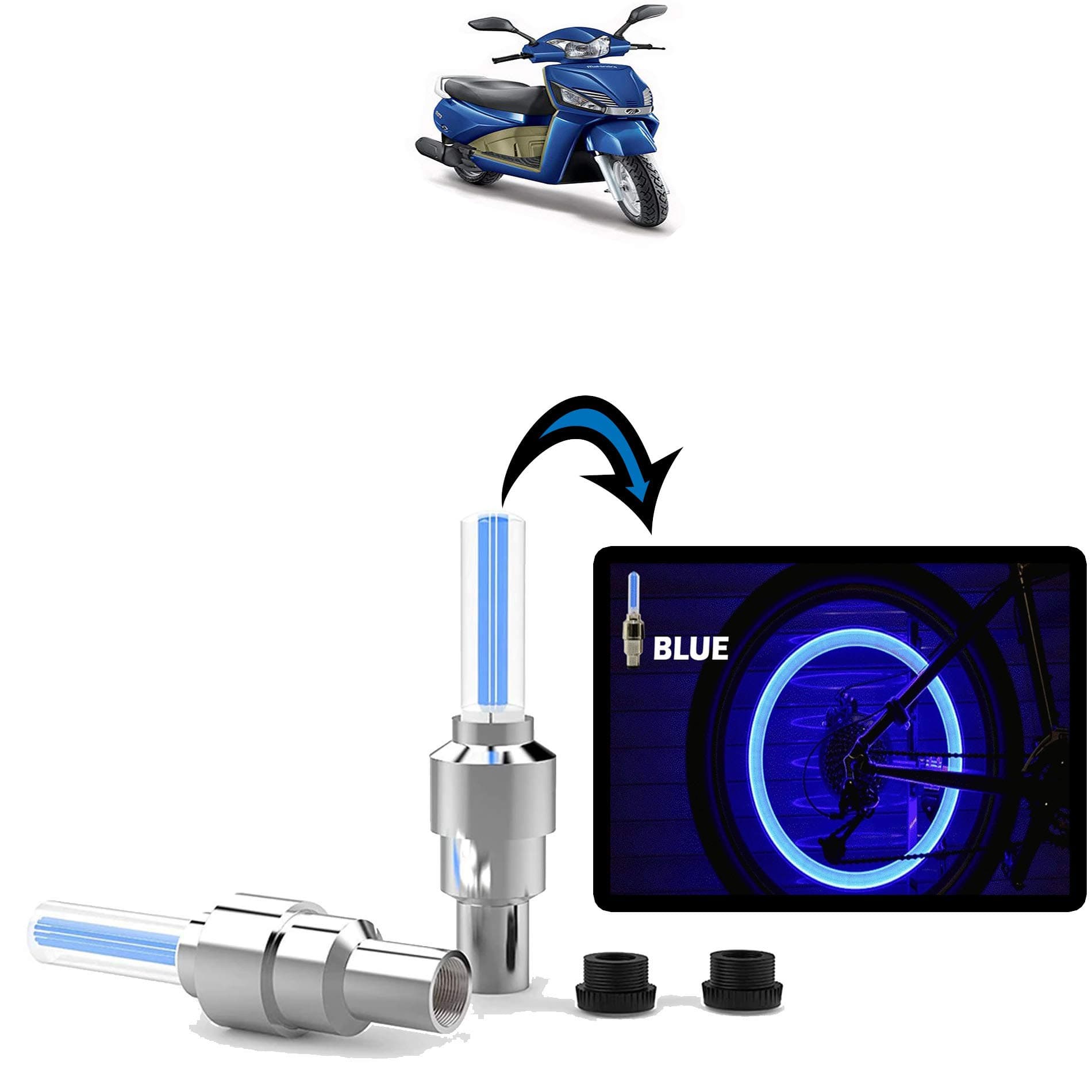 Kandid Tyre Led Bike Headlight/Magic Light/Spot Light for Mahindra Gusto_(Pack of 2_Blue)
