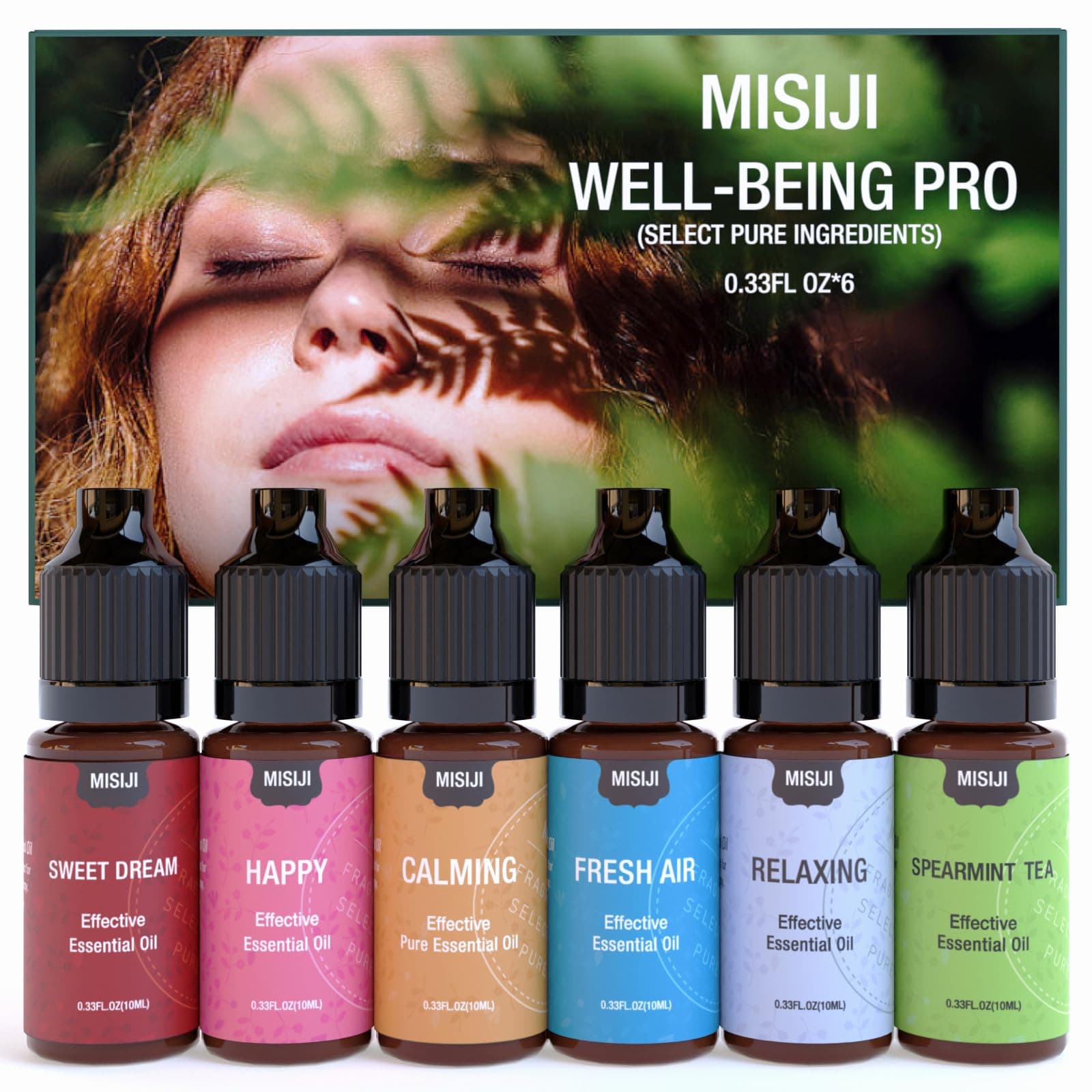 Essential Oil Blends, Essential Oils Set for Diffusers for Home, Well-Being Kit- Spearmint Tea, Calming, Dreams, Relaxing, Mood, Fresh Air Aromatherapy Oils for Humidifiers, Skin, 6x10ml