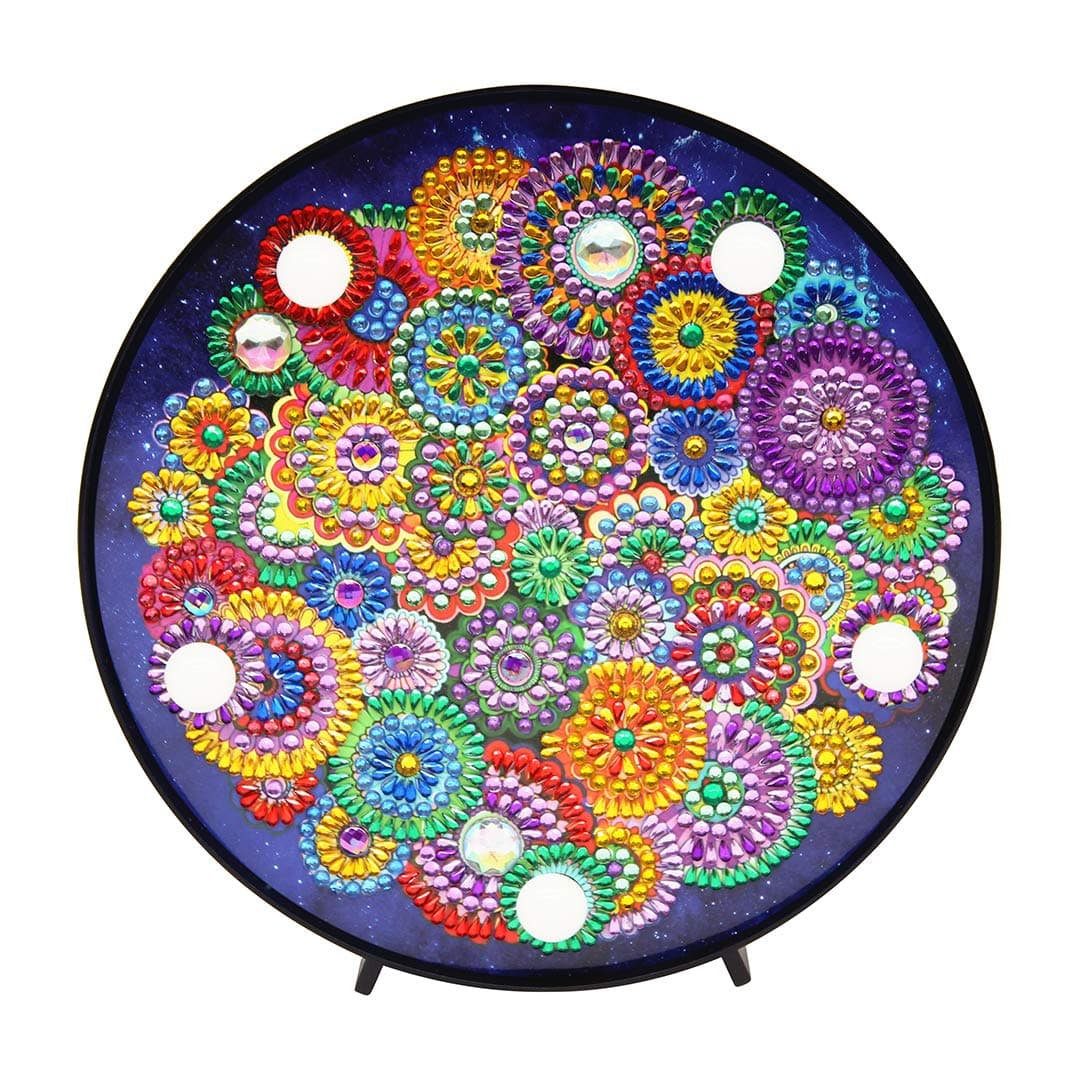 Diamond Painting Mandala with LED Lights Special Shaped Full Drill Crystal DIY Diamond Drawing Colorful Night Light Bedside Lamp for Home Decor or Gifts-6x6in (Mandala-T)