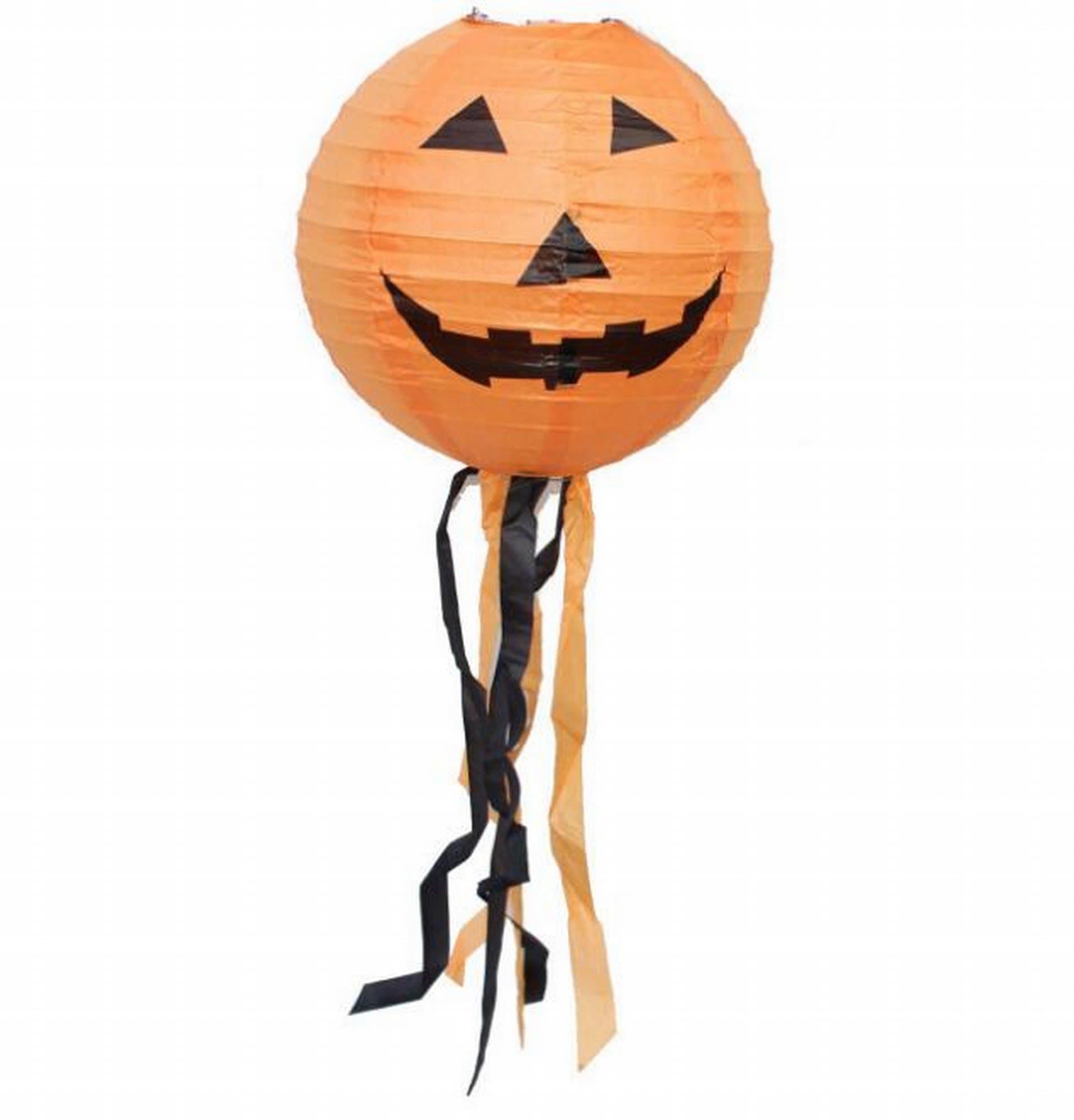 Halloween Pumpkin Paper Lantern Lamp – BUYDirect – 30cm Party Decoration Halloween Decoration Lantern Hanging - Orange (Type 3-Hanging Lantern)