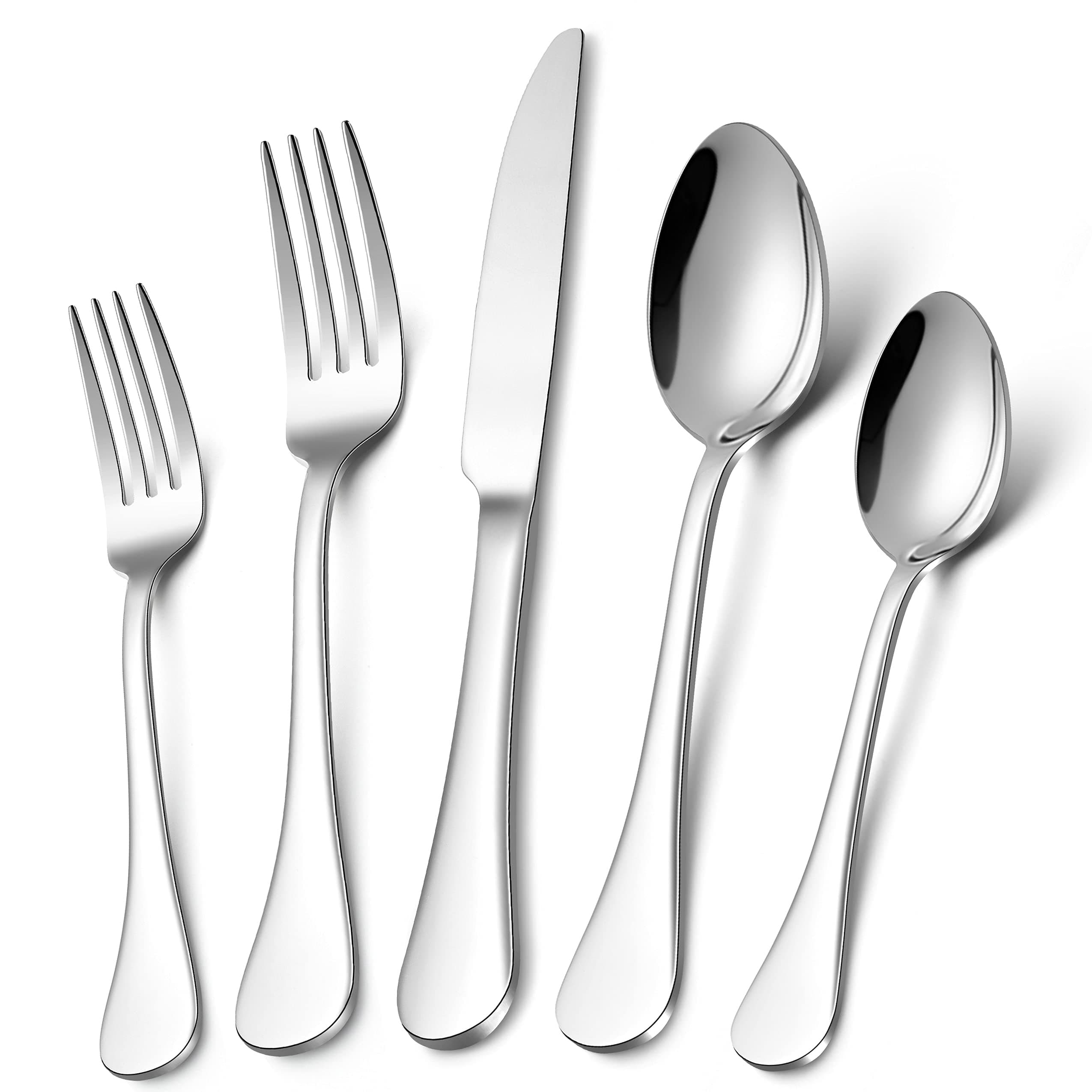LIANYU Silverware 18/10 Stainless Steel, 18/10 Flatware Cutlery Set Service for 8, 40-Piece Eating Utensils Tableware Set for Restaurant Wedding, Dishwasher Safe, Mirror Polished