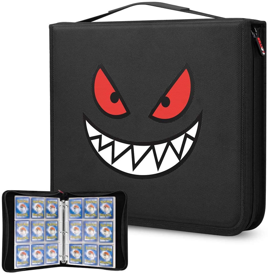 Brappo Carrying Case Compatible with PM Trading Cards, Cards Collectors Album with 40 Premium 18-Pocket Pages, Holds Up to 720 Cards（Smiley face）