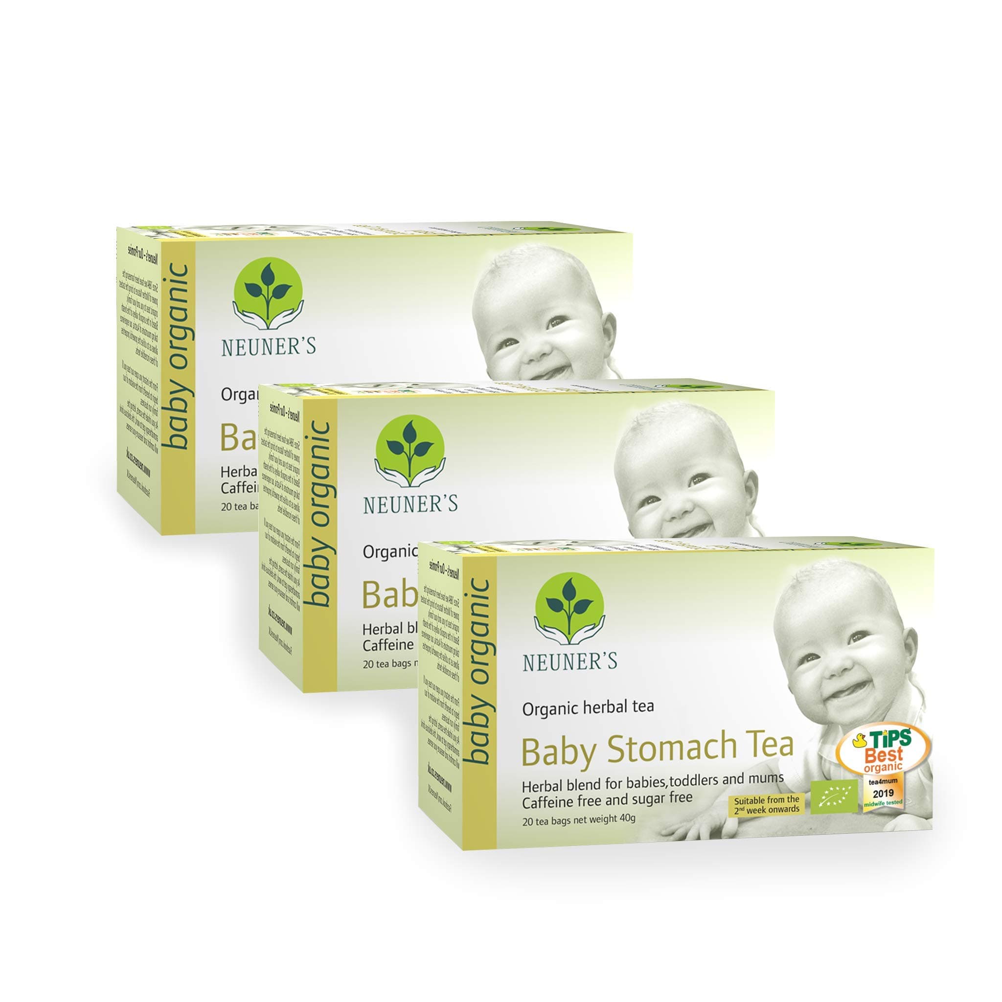 Neuner's | Organic Baby Stomach Tea | for Babies, Toddlers and Mums | 3 x 20 Tea Bags (Pack of 3)