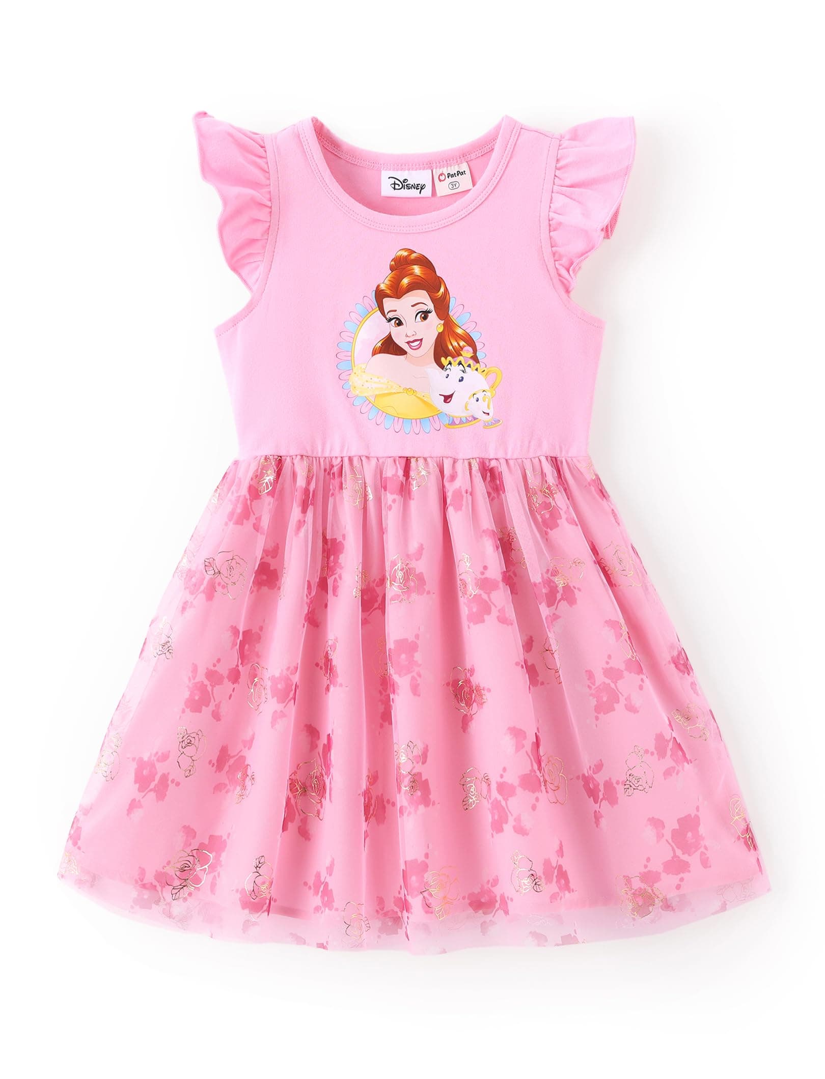 DisneyFrozen Elsa Princess Cinderella Ariel Jasmine Rapunzel Baby/Toddler Dress, Ruffle Long-Sleeve Mesh Overlay Tulle Dress