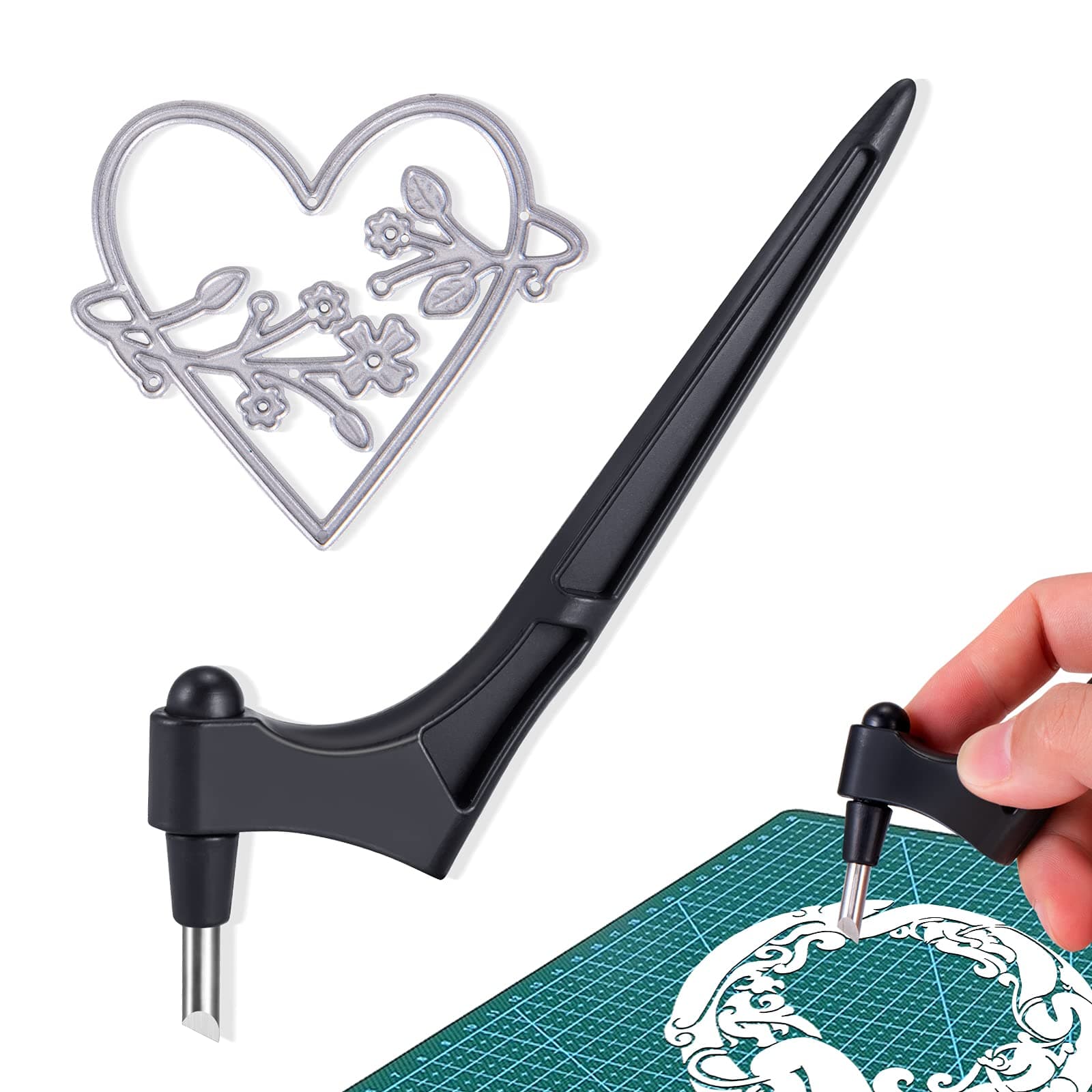 Craft Cutting Tools, Craft Knife 360 Degree Rotating Blade, Precision Carving Cutting Tool With Die-Cutting Used For Hobby, Craft, Scrapbook, Black