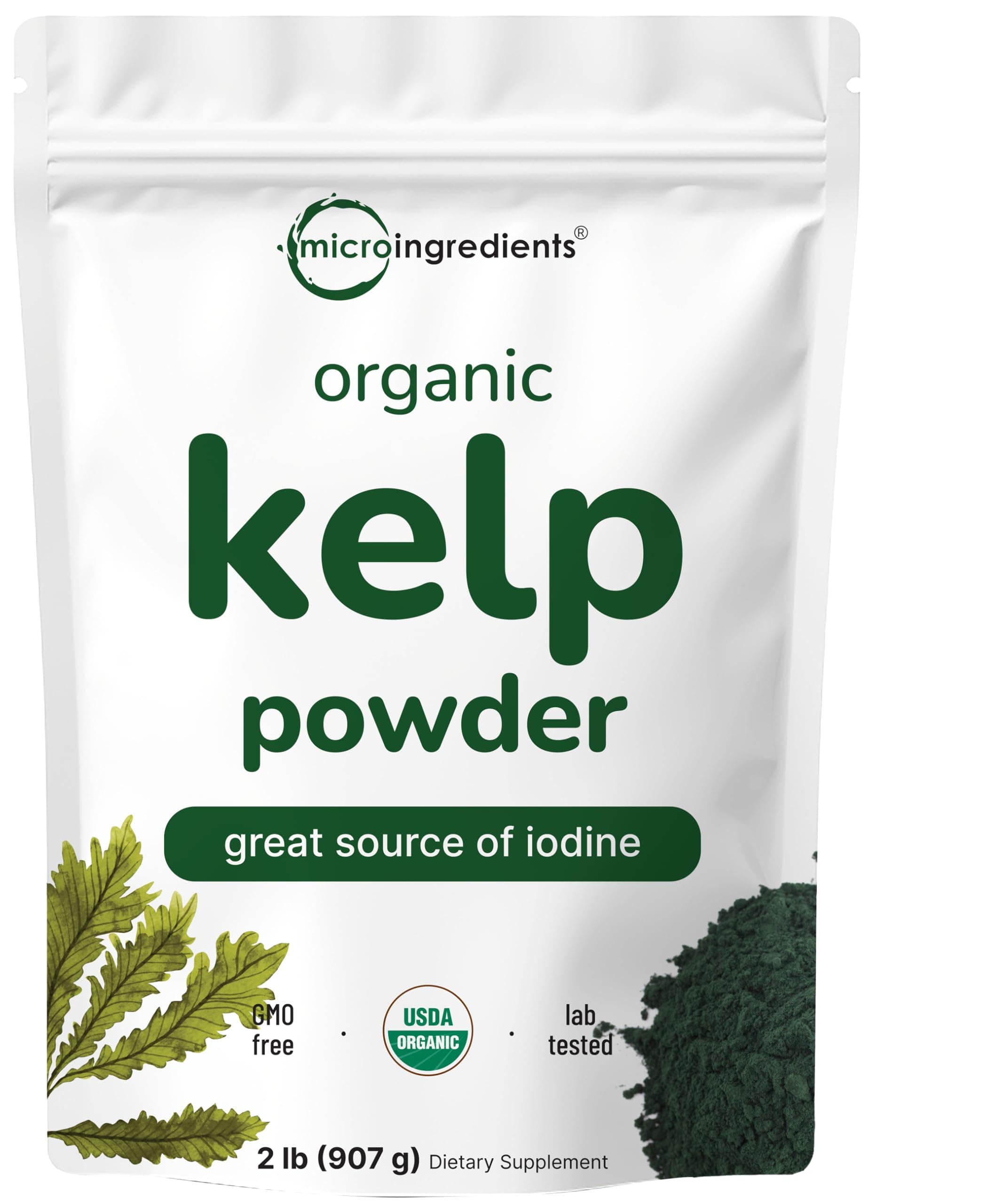 Organic Kelp Powder, 2lbs | Sustainably US Grown, Raw Ascophyllum Nodosum Source | Rich in Iodine for Thyroid Support, Body Scrubs, & Skin Care | Sea Vegetable | Non-GMO, Vegan