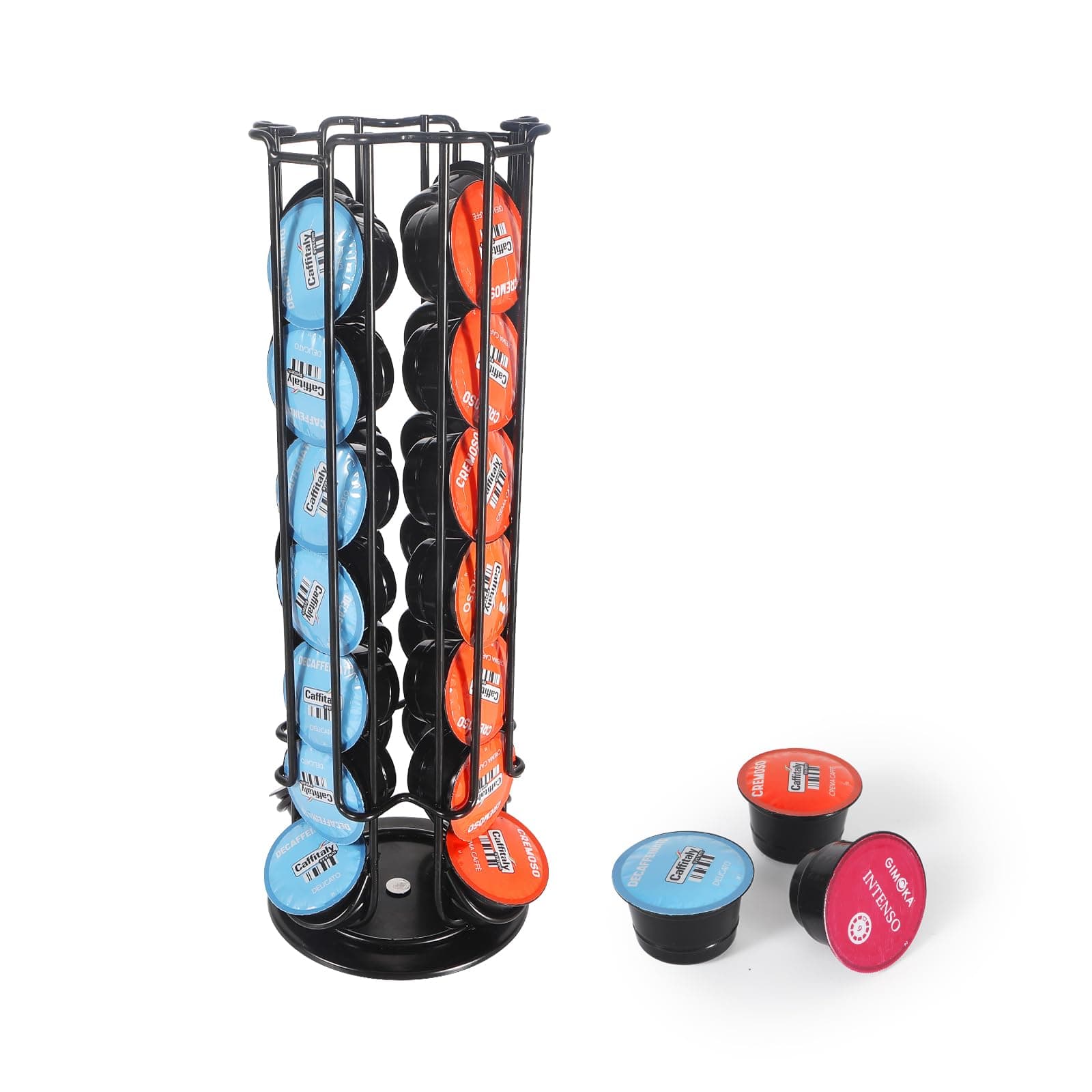 Coffee Pod Holder Carousel Compatible For Starbucks Verismo,Lavazza Blue, CBTL,K-fee,Tchibo Cafissimo,Caffitaly systems,Coffee Pods Storage Organizer Stand Holds up to 28 Capsule Pods