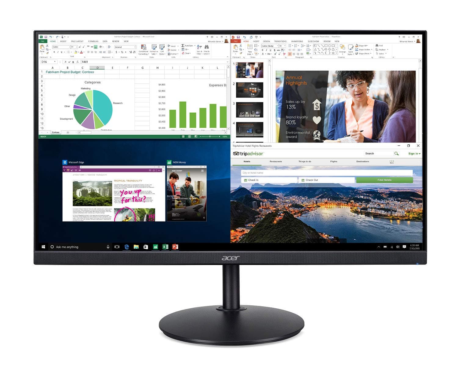 CB242Y bir 23.8" Full HD (1920 x 1080) IPS Zero Frame Home Office Monitor with AMD Radeon Free Sync - 1ms VRB, 75Hz Refresh, Height Adjustable Stand with Tilt & Pivot (HDMI & VGA ports),Black