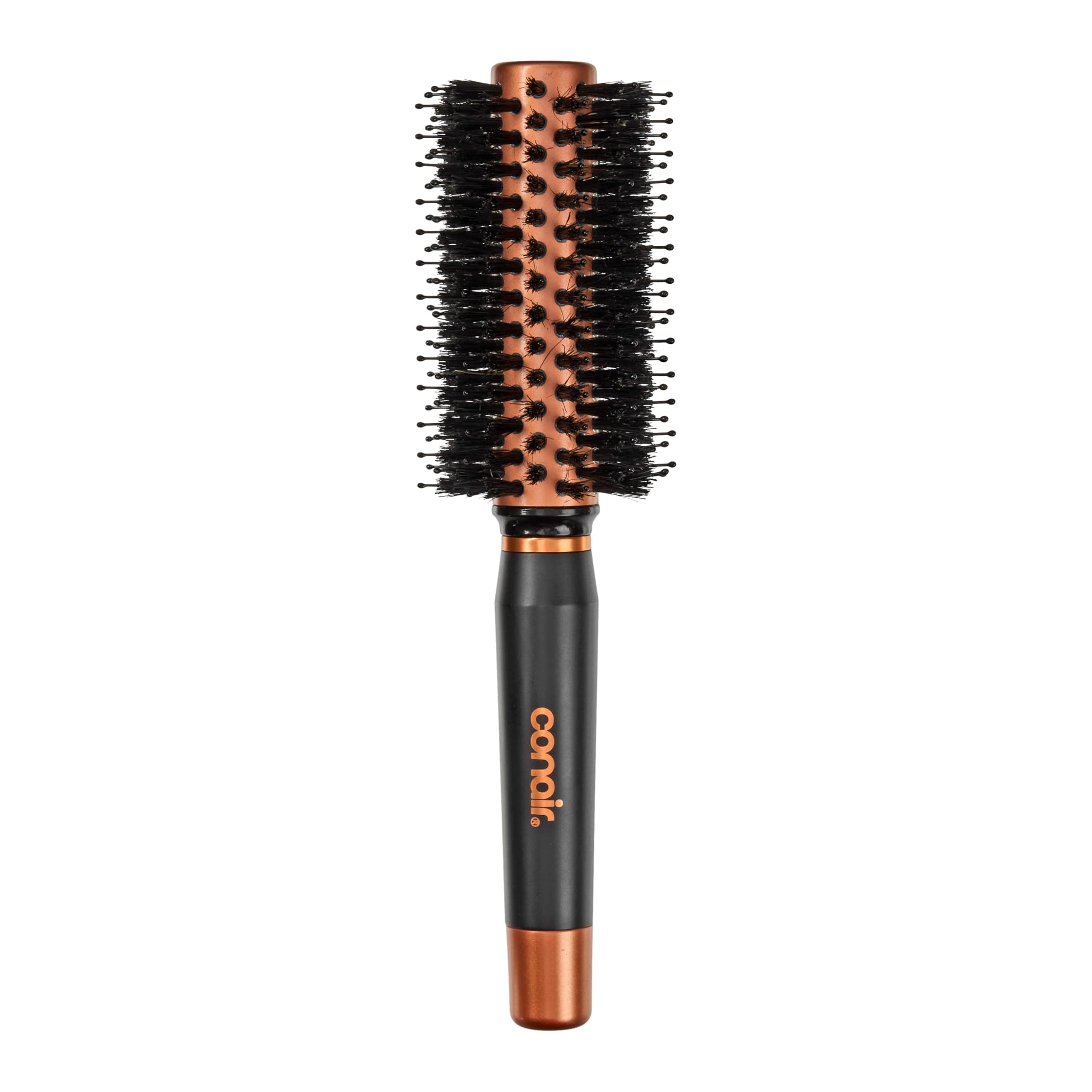 Conair Quick Dry Copper Round Hair Brush for Blow Drying, Blow Out Styler Hairbrush for Voluminous Looks, Nylon & Boar Bristles Help Dry & Style Hair Fast Without Snagging or Pulling, Handle May Vary