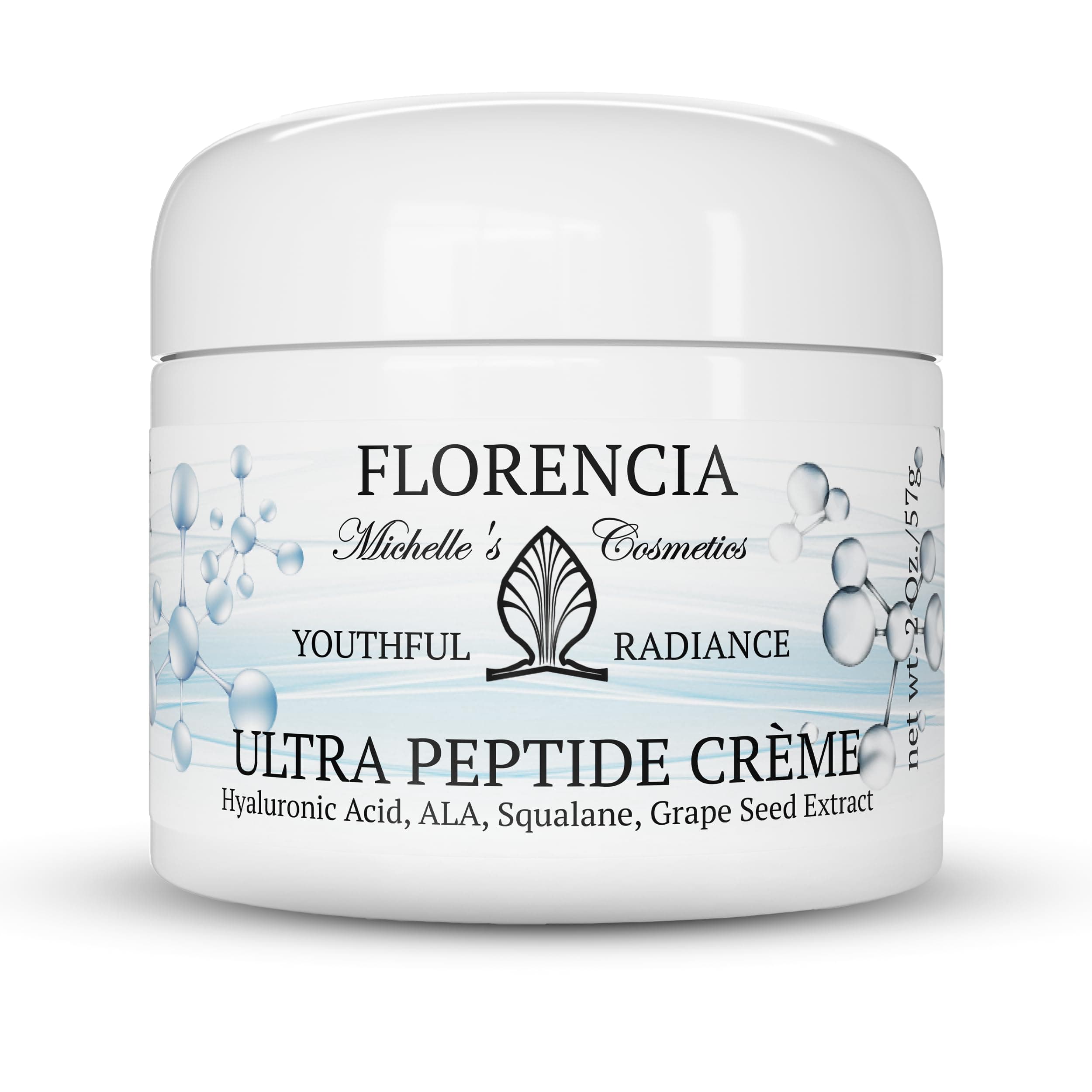 Florencia Ultra Peptide Cream - Nourishing, Organic Face Moisturizer with Hyaluronic Acid & Matrixyl 3000 - Hydrates, Rejuvenates, Firms, Improves Fine Lines - Natural & Vegan, 2 oz