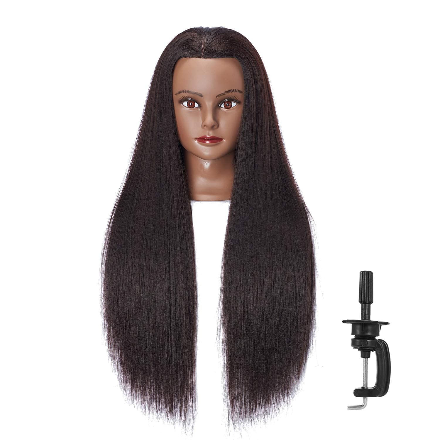 26-28'' Mannequin Head Yaki Synthetic Fiber Hair Styling Training Head Dolls for Cosmetology Manikin Maniquins Practice Head with Stand (6611BY0220)