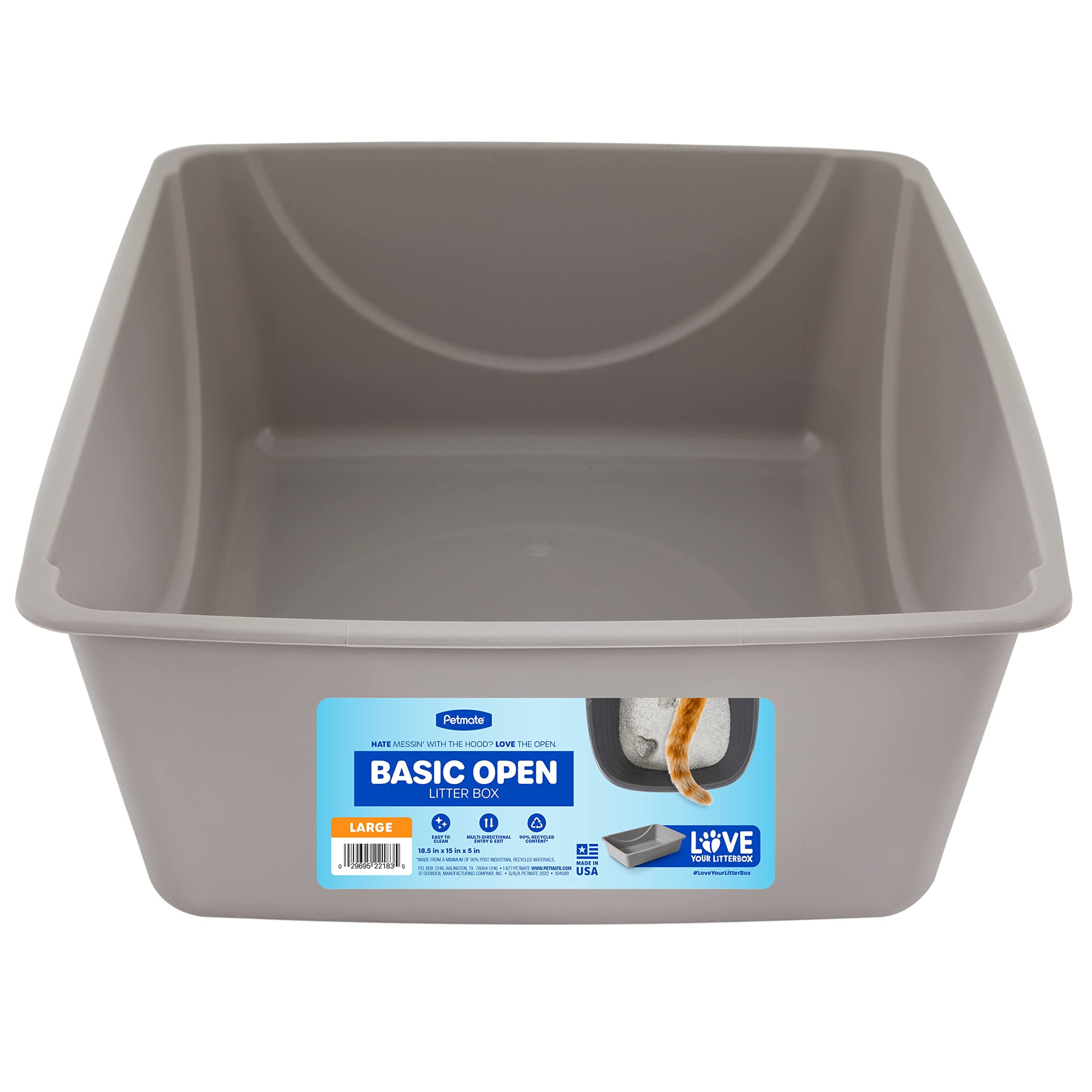 PetmateOpen Cat Litter Box, Blue Mesa/Mouse Grey, 4 Sizes, Large