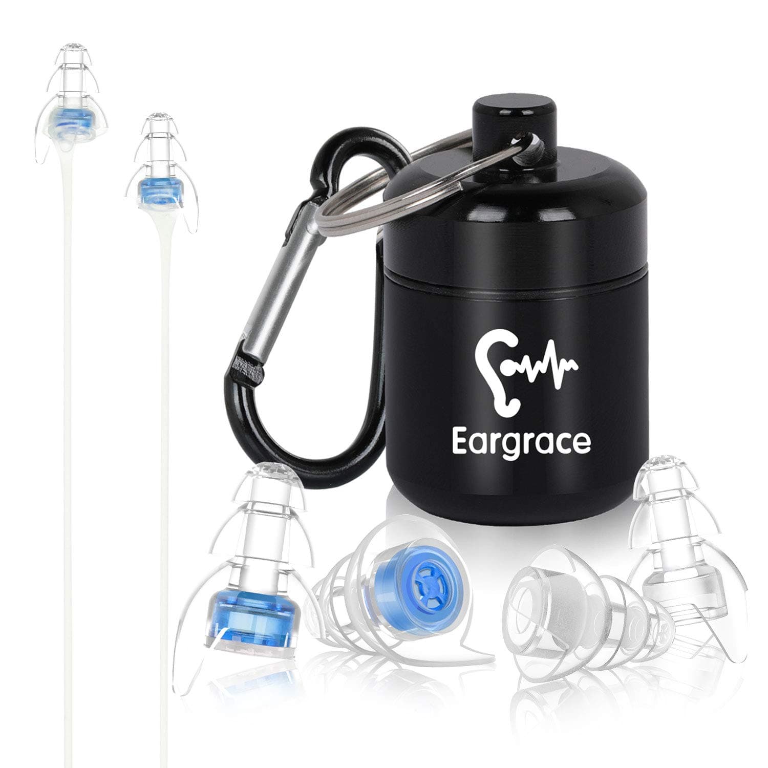 Concert Ear Plugs, High Fidelity Hearing Protection Noise Cancelling Silicone Reusable Earplugs with Aluminum Box for Live Music, Concerts, clubs, Nightclub, Festival, Musicians, DJ, Drumming (Blue)