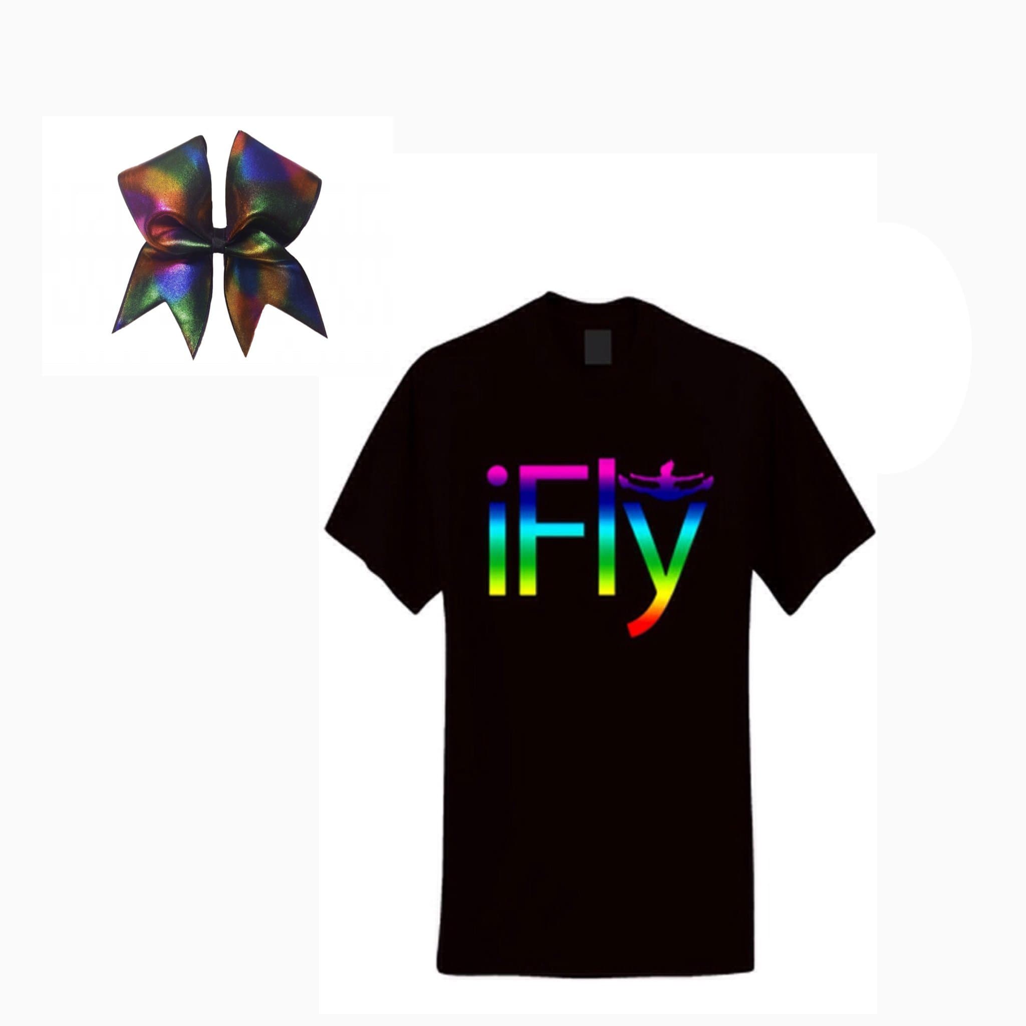 Chosen Bows Black iFly T-Shirt ComBow - Rainbow Print