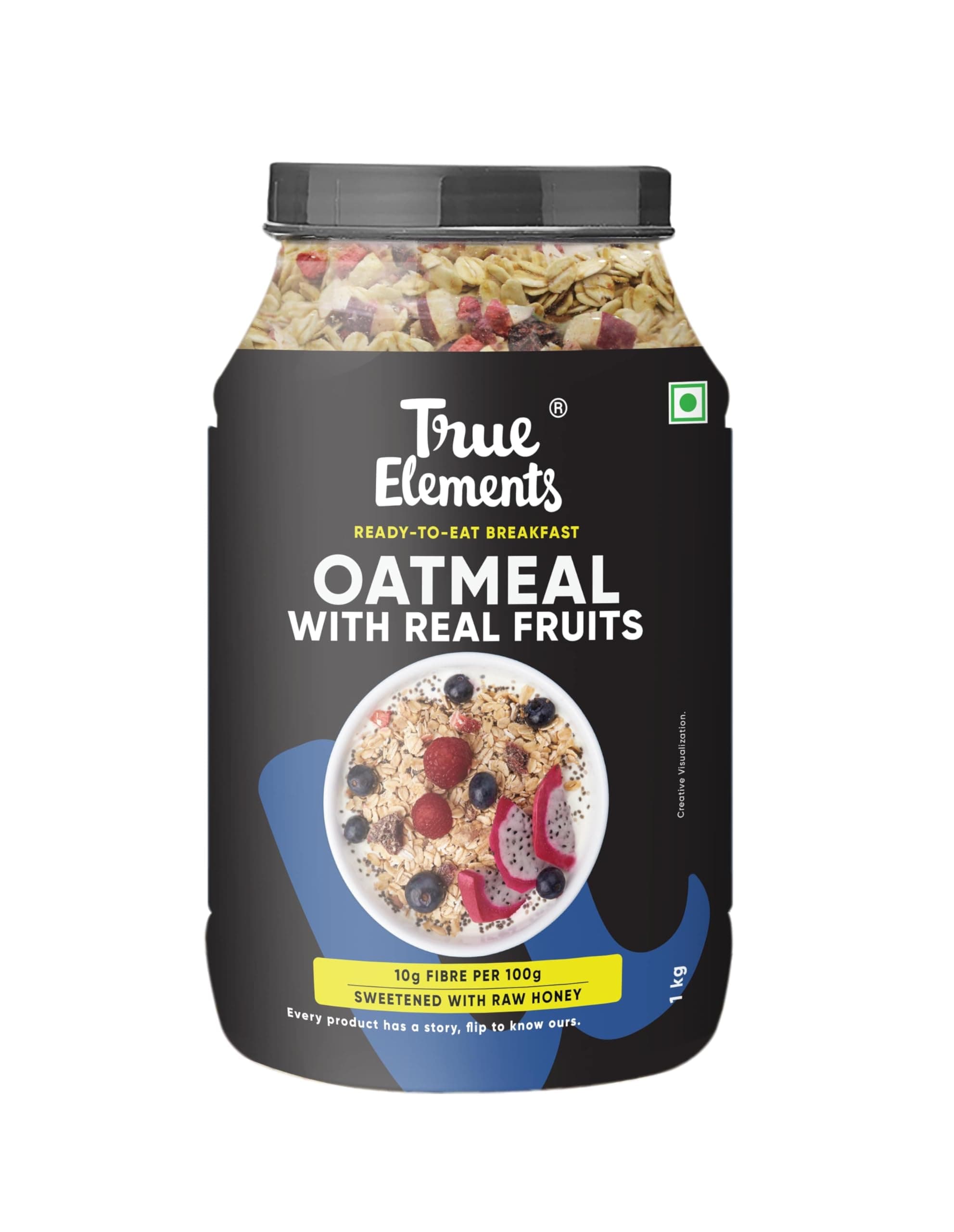 Whole Oatmeal 1kg - Overnight Oats | Breakfast Food | Healthy Diet | Oatmeal for Breakfast | Oats with Chia Seeds, Dry Fruits and Nuts | 9.8g Protein