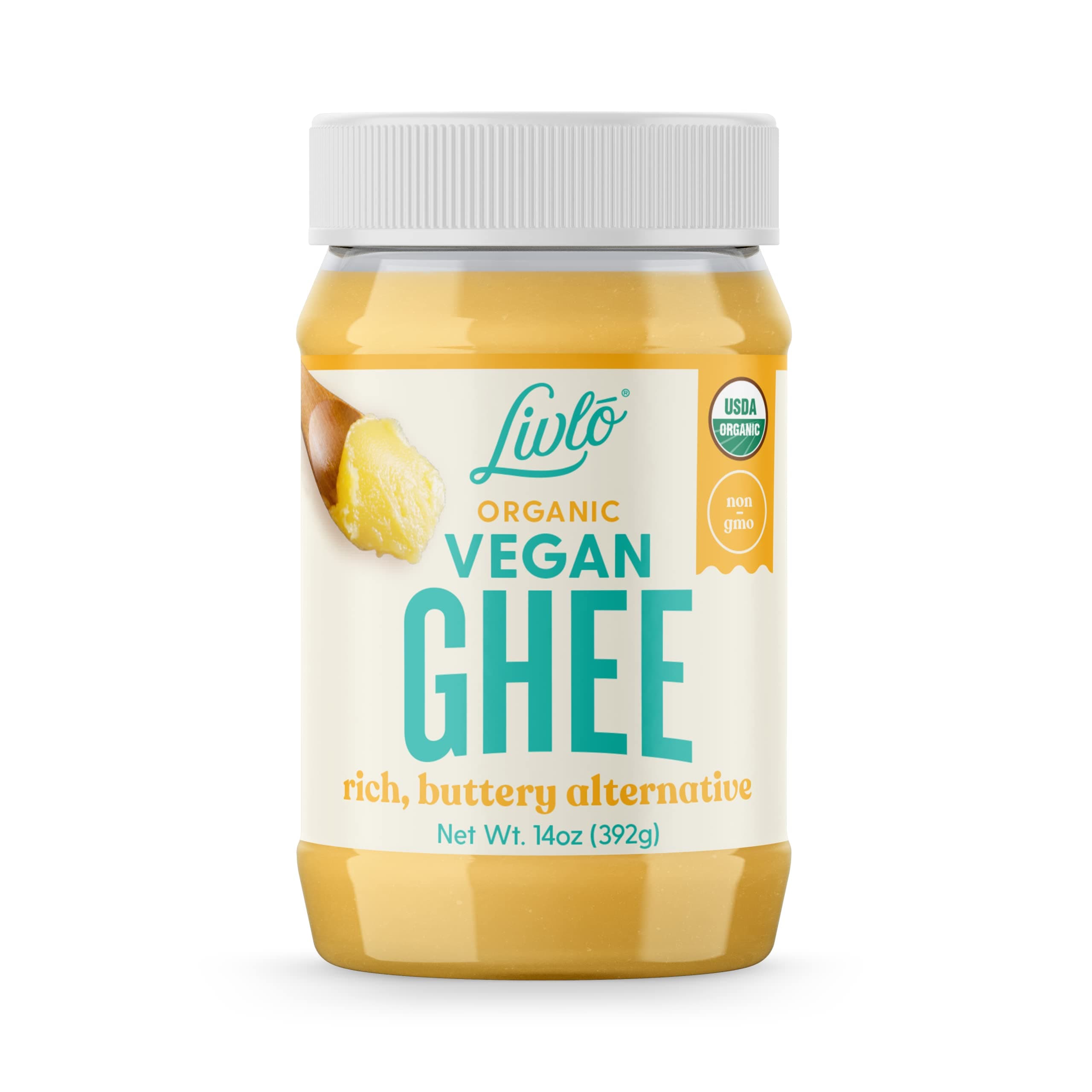 Livlo Organic Vegan Ghee, Keto, Gluten Free, Dairy Free, Soy-Free, Plant Based Alternative to Traditional Ghee & Butter, 14 oz