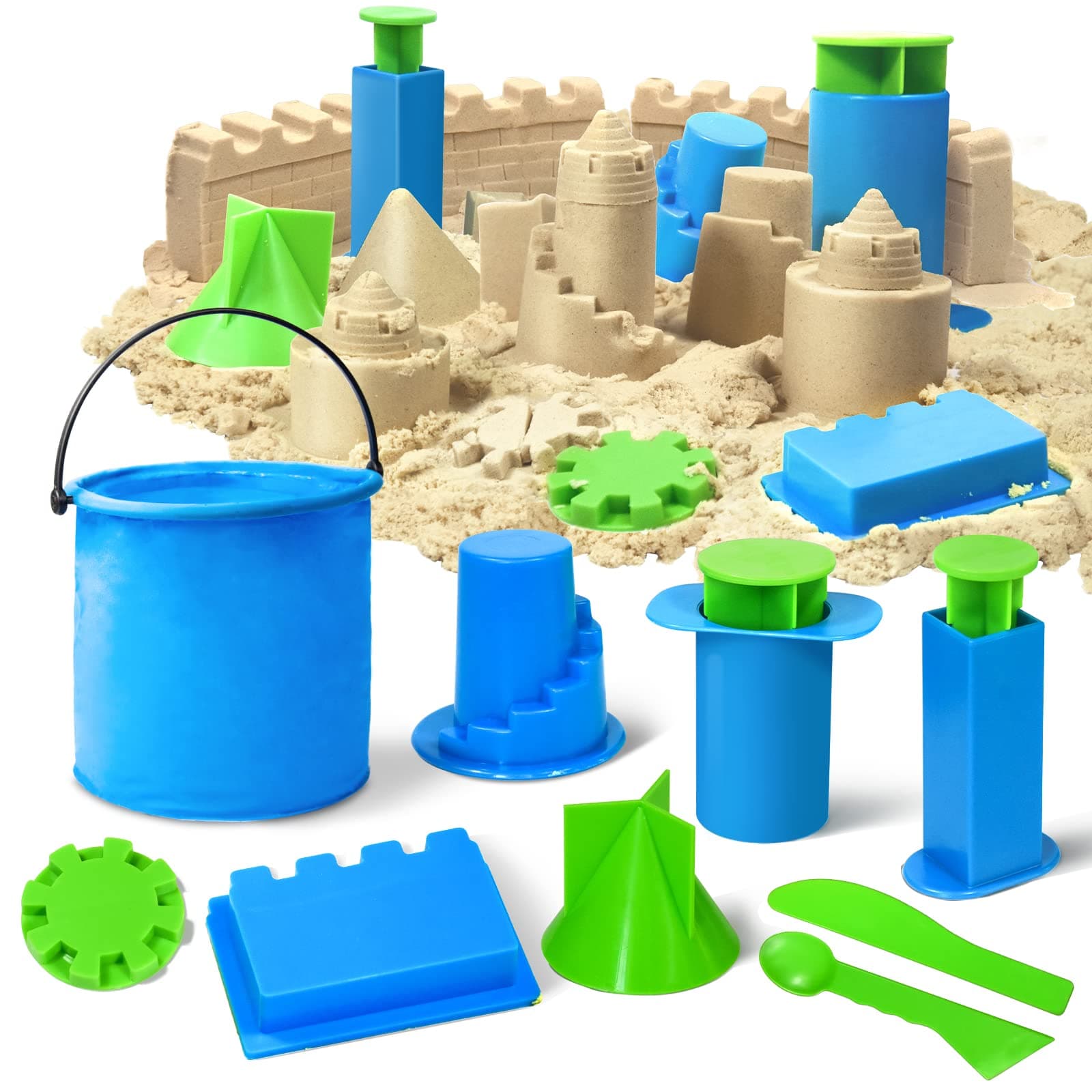 Beach Toys-Sand Brick Maker and Castle Set Compatible with Kinetic Sand.Sand Castle Making Tools (Castle)