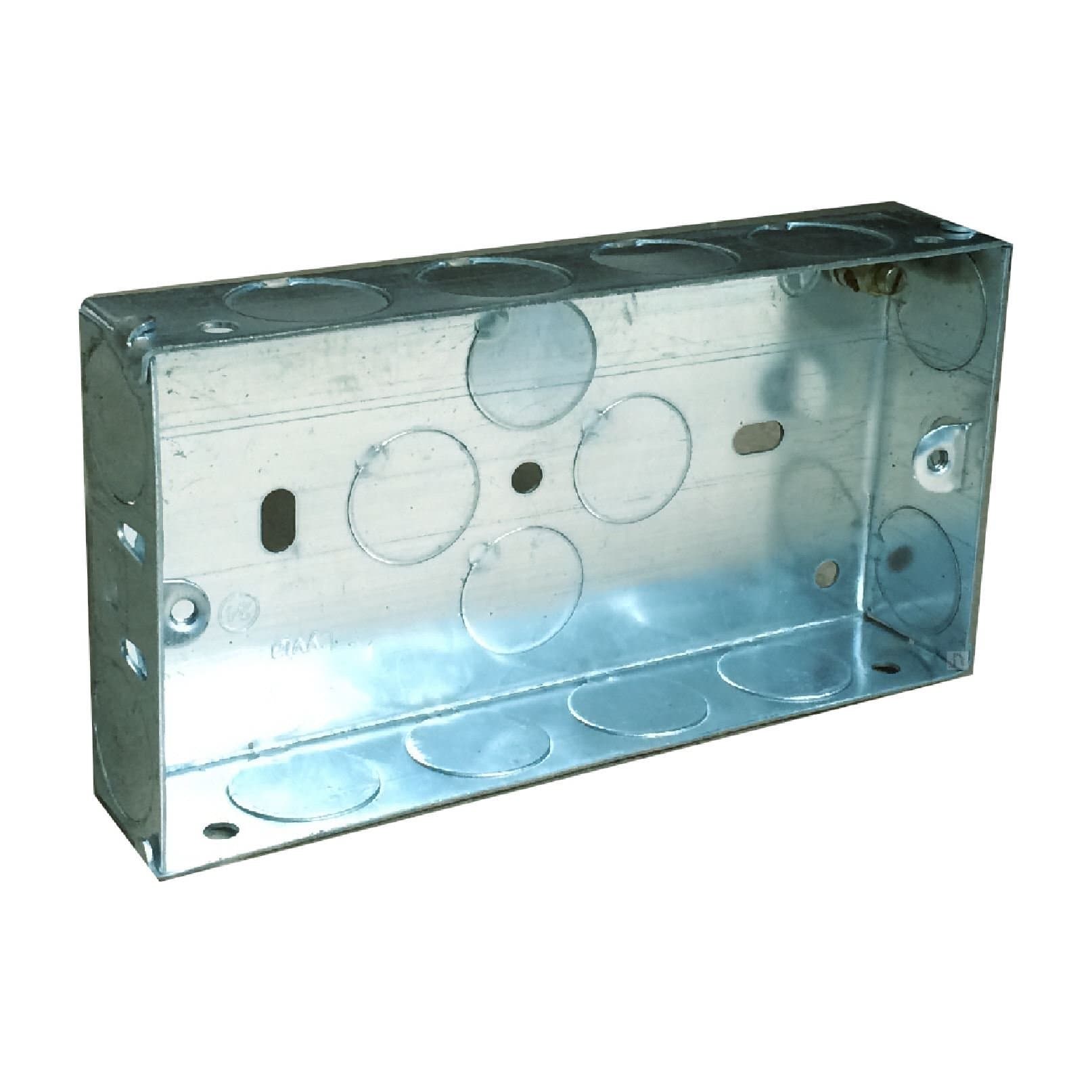 Double Metal Back Box 25mm Flush Wall Pattress / 2 Gang Electrical Socket Switch