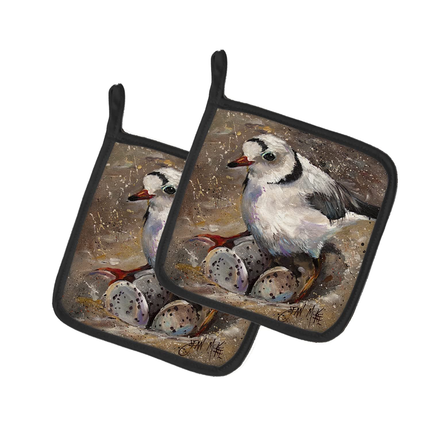 Caroline's Treasures JMK1215PTHD Piping Plover Pair of Pot Holders Kitchen Heat Resistant Pot Holders Sets Oven Hot Pads for Cooking Baking BBQ, 7 1/2 x 7 1/2